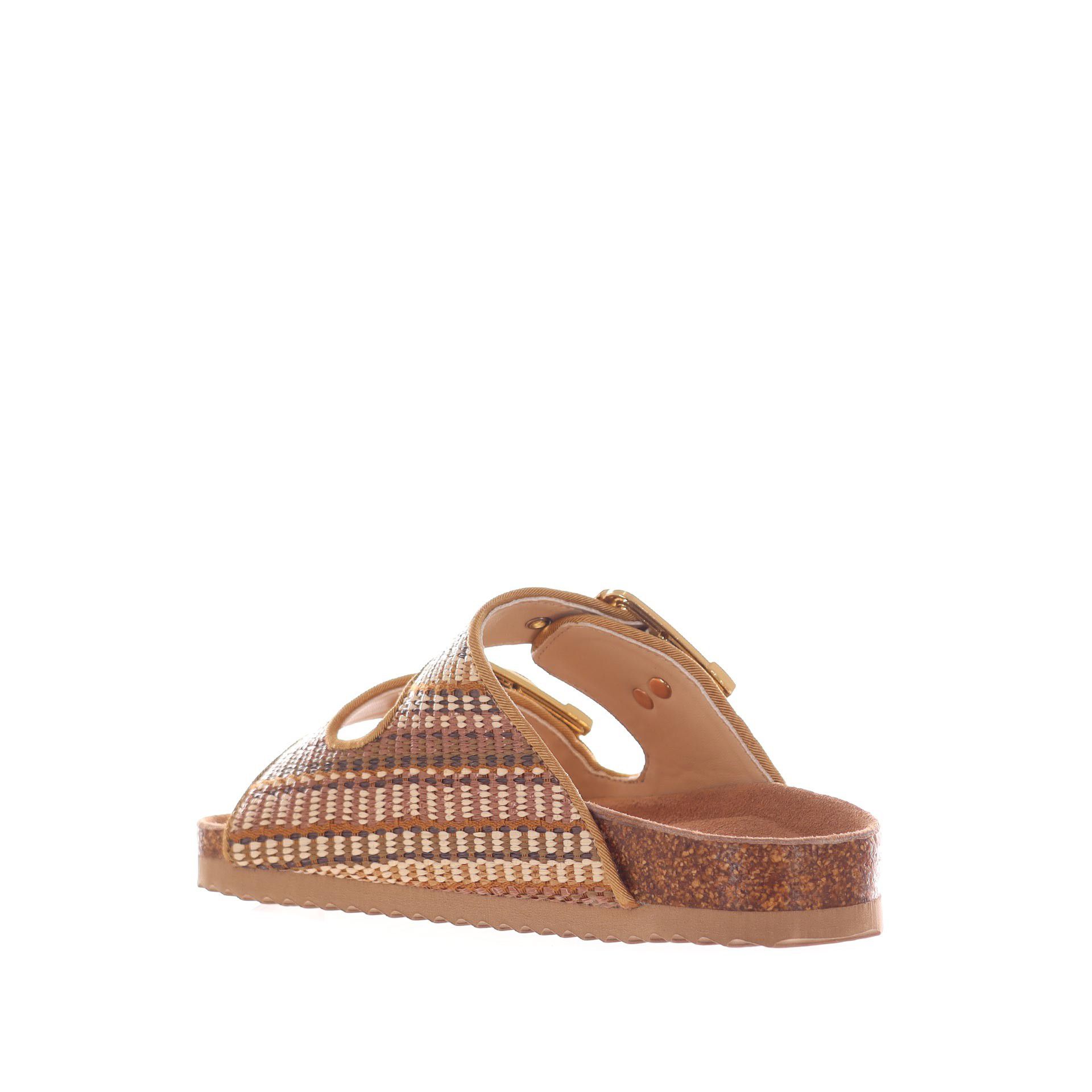 Colors of california sandalo doppia fascia in rafia  da donna
