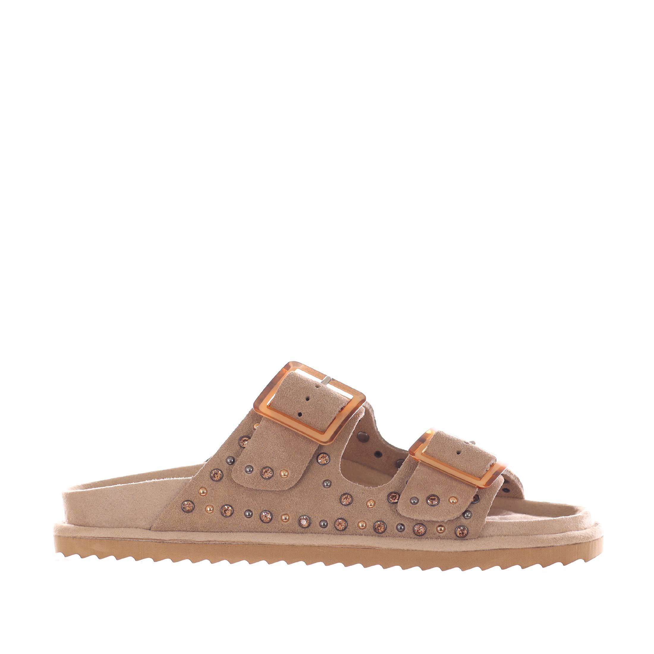 Colors of california sandalo in pelle scamosciata con strass da donna