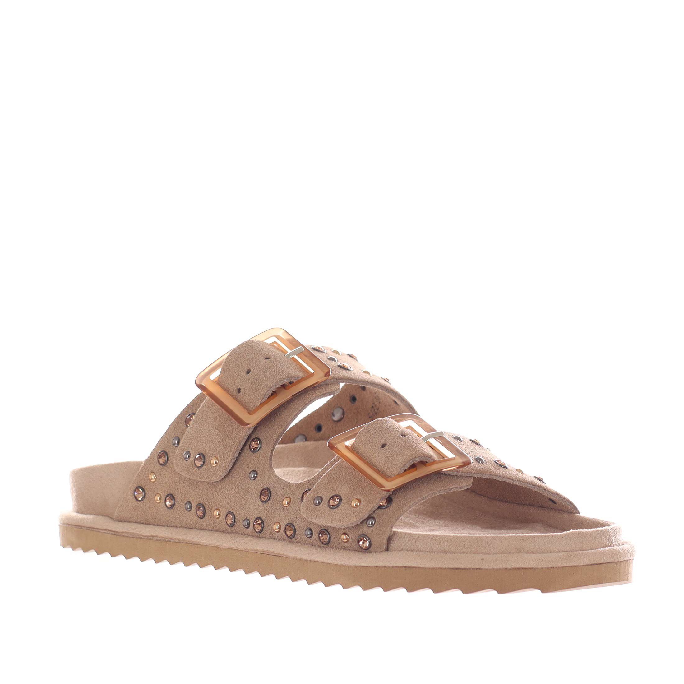 Colors of california sandalo in pelle scamosciata con strass da donna