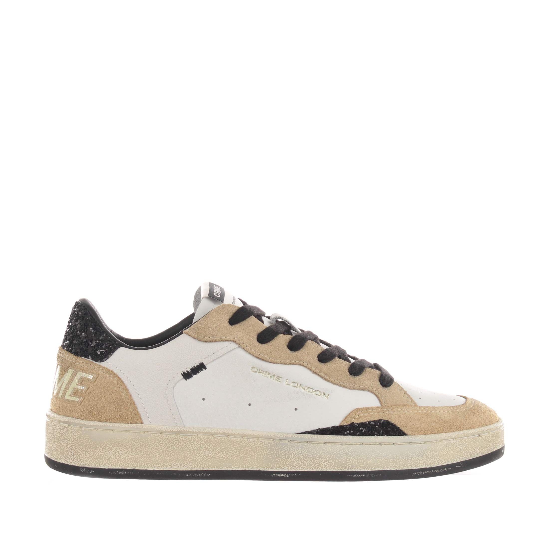 Crime london sneaker chelsea in pelle e glitter da donna