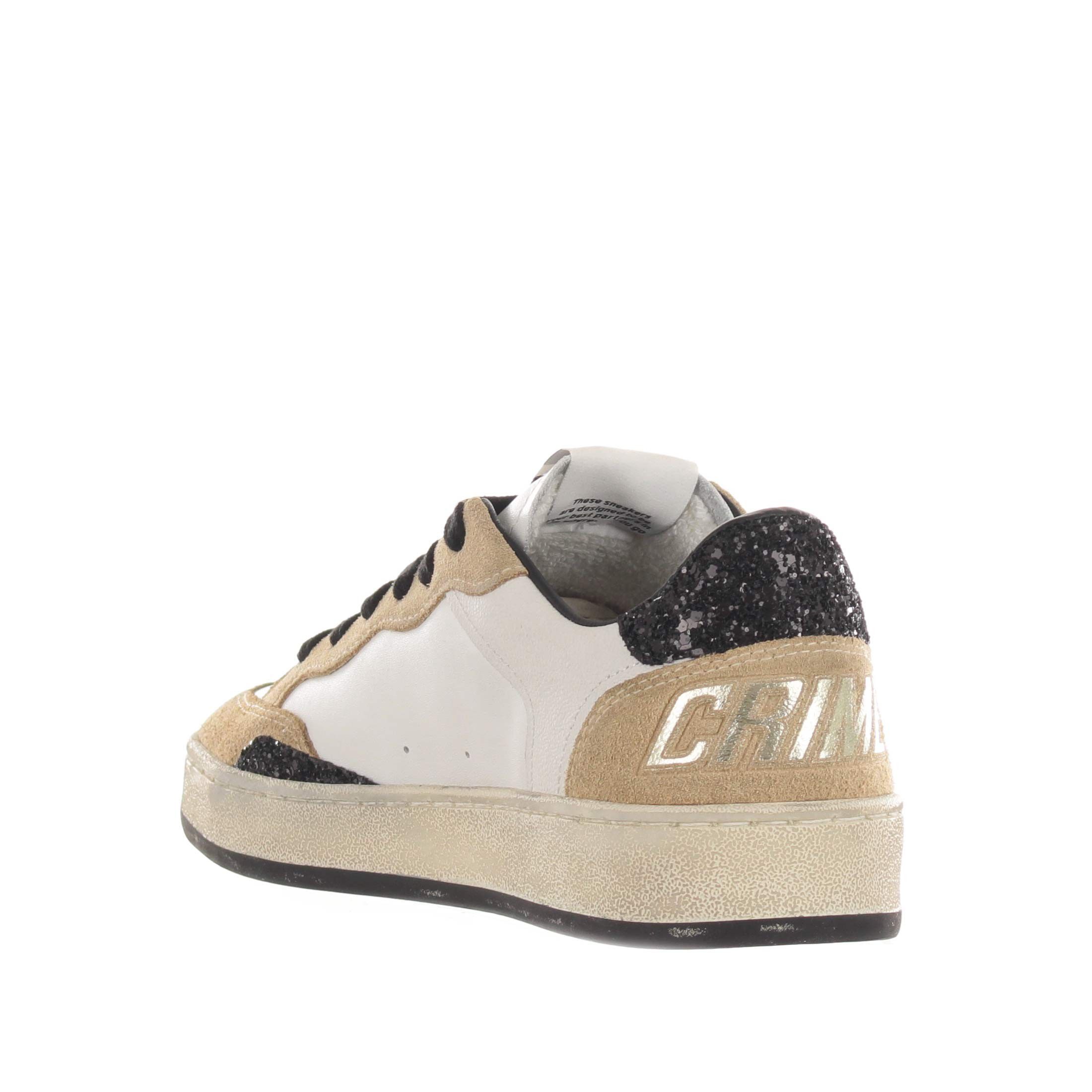 Crime london sneaker chelsea in pelle e glitter da donna