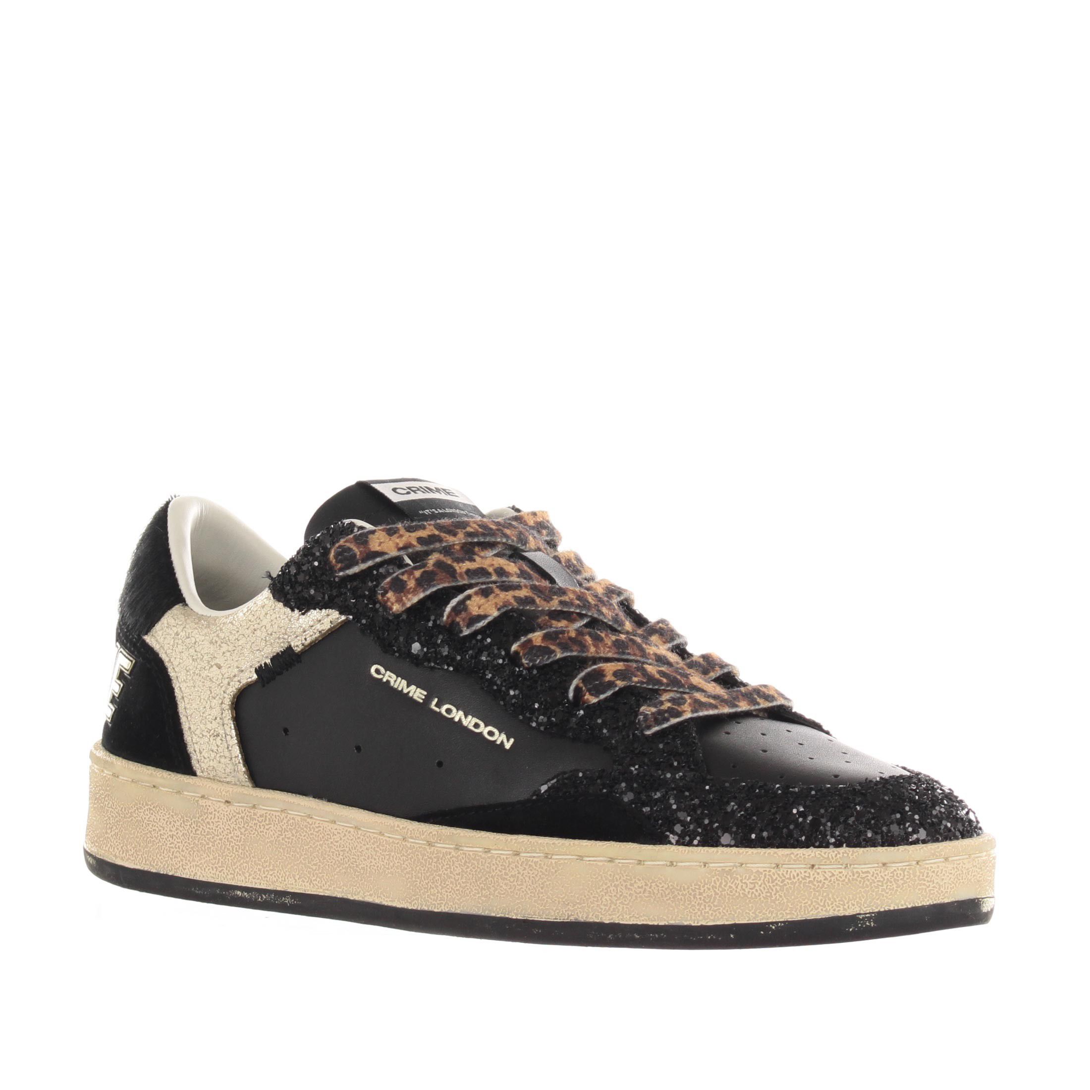 Crime london sneaker chelsea in pelle e glitter da donna