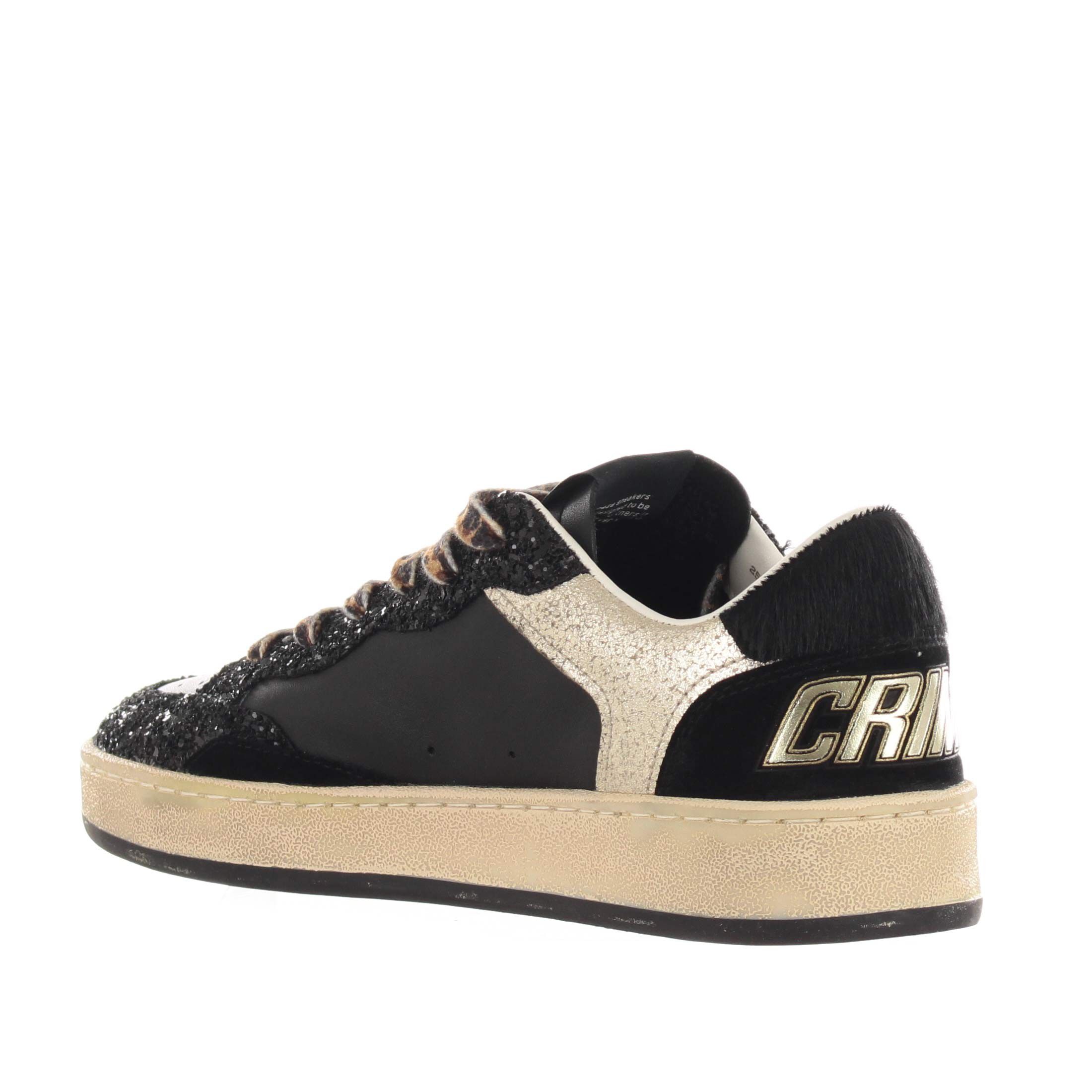 Crime london sneaker chelsea in pelle e glitter da donna