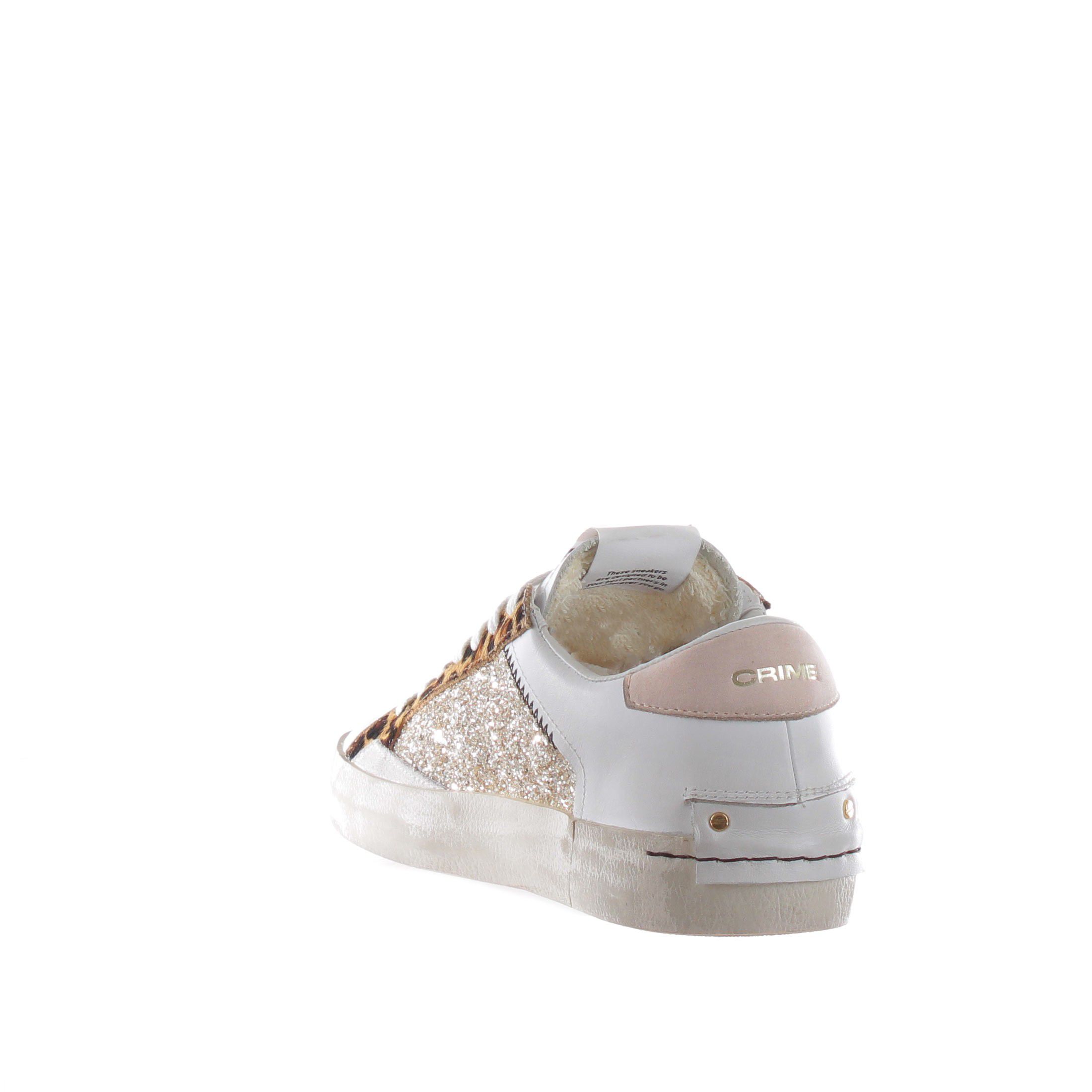 Crime london sneaker distressed in pelle con glitter da donna