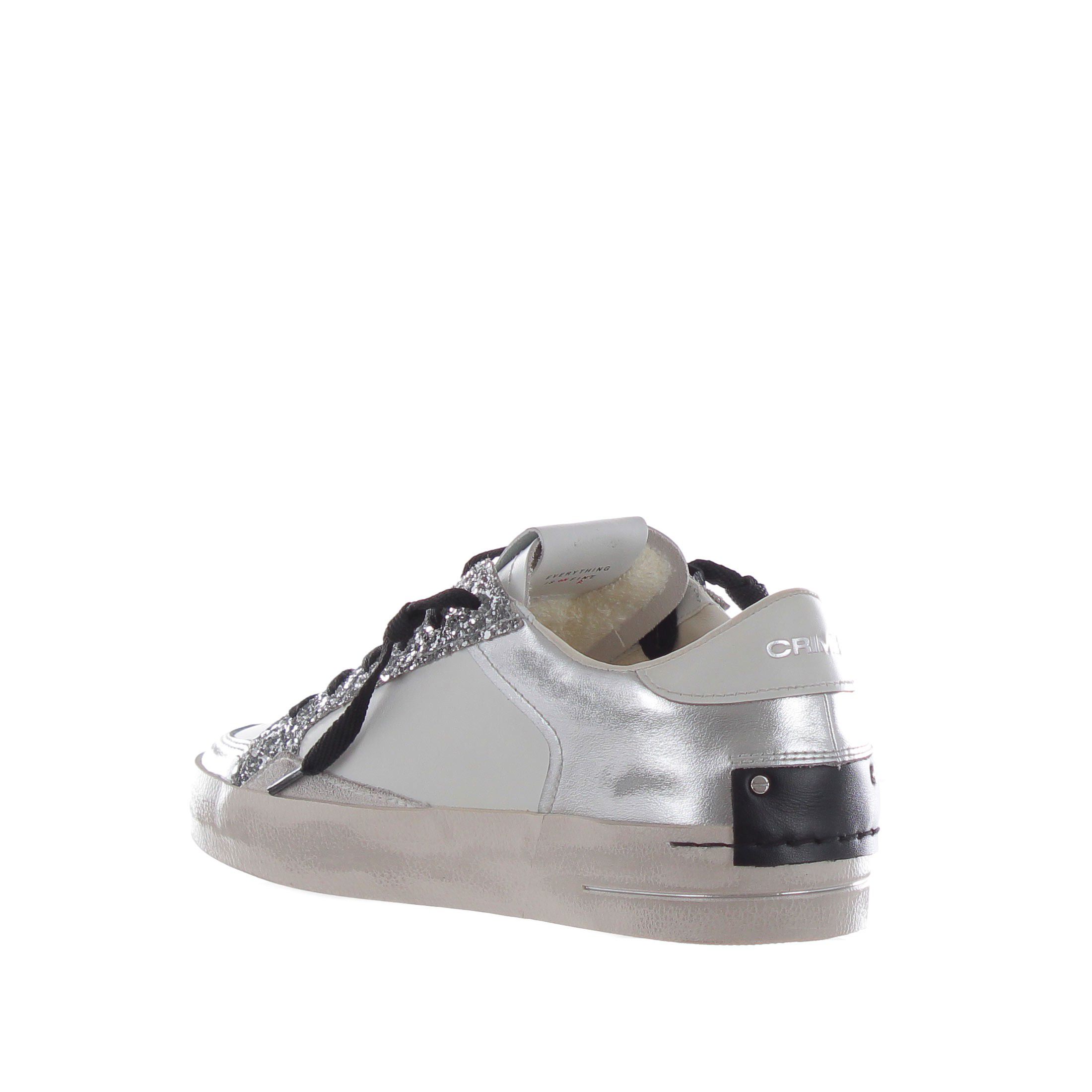 Crime london sneaker sk8 deluxe in pelle con glitter da donna