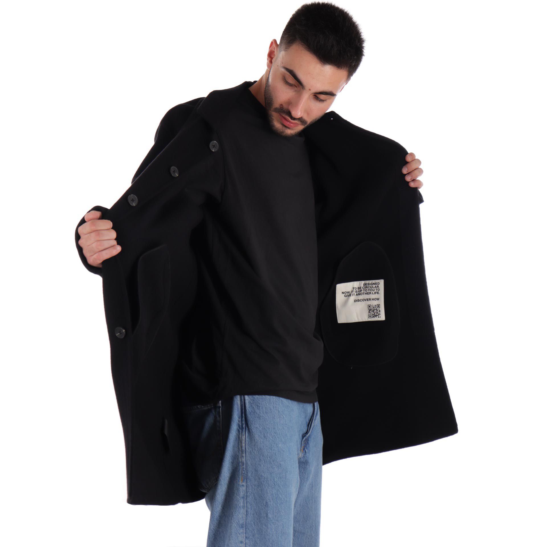 Ecoalf cappotto cronos in lana riciclata da uomo