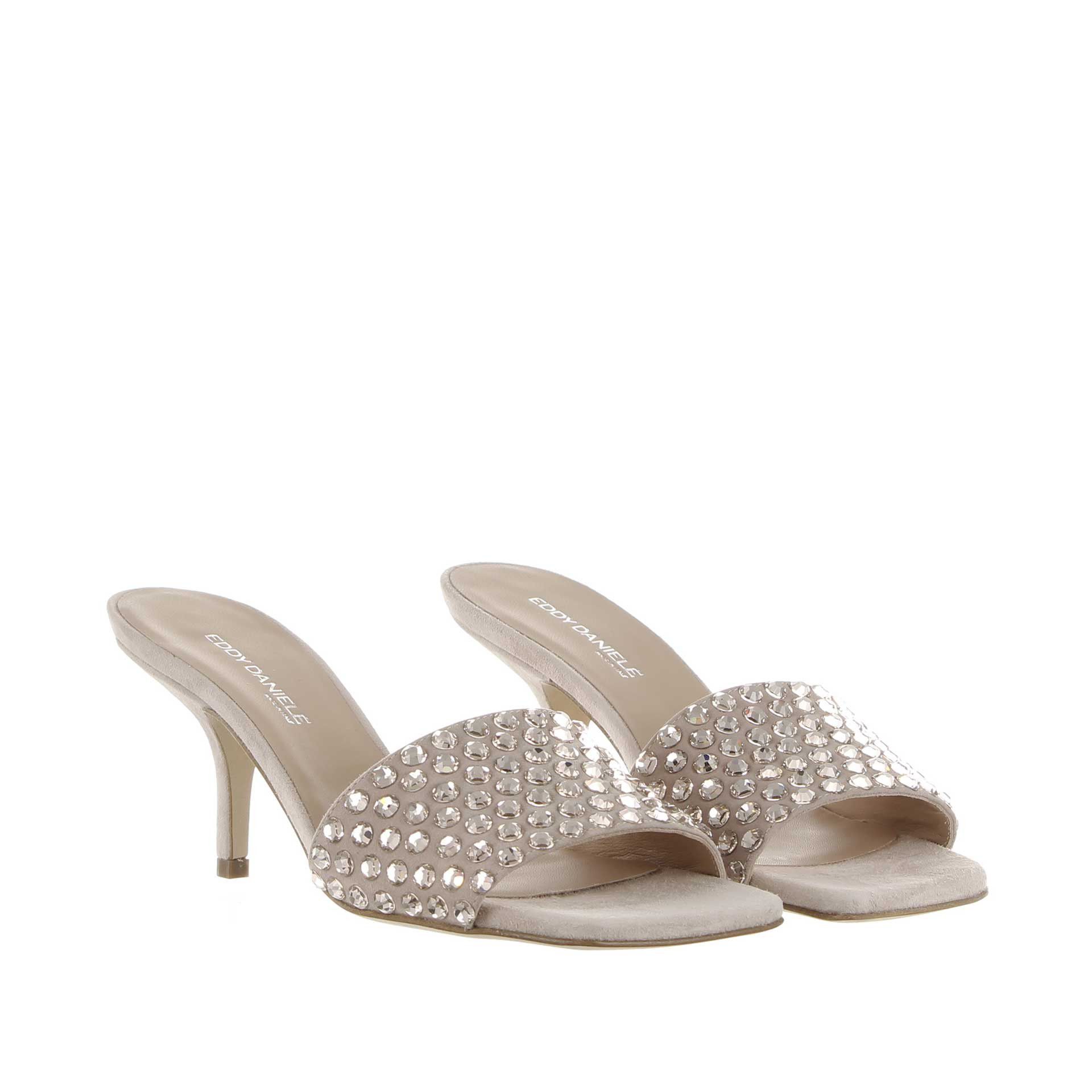 Eddy daniele sabot in camoscio con swarovski da donna