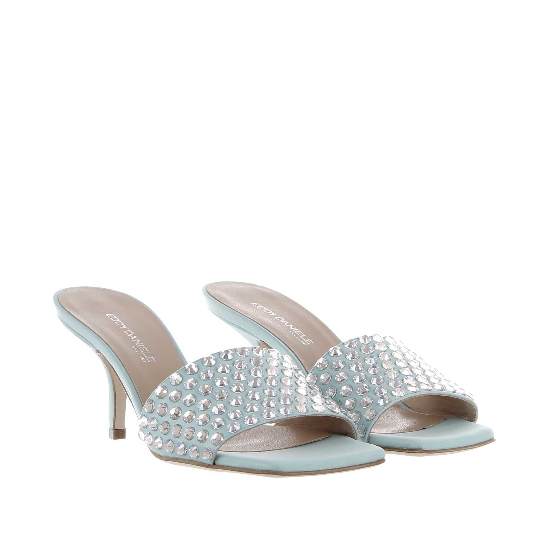Eddy daniele sabot in raso con swarovski da donna