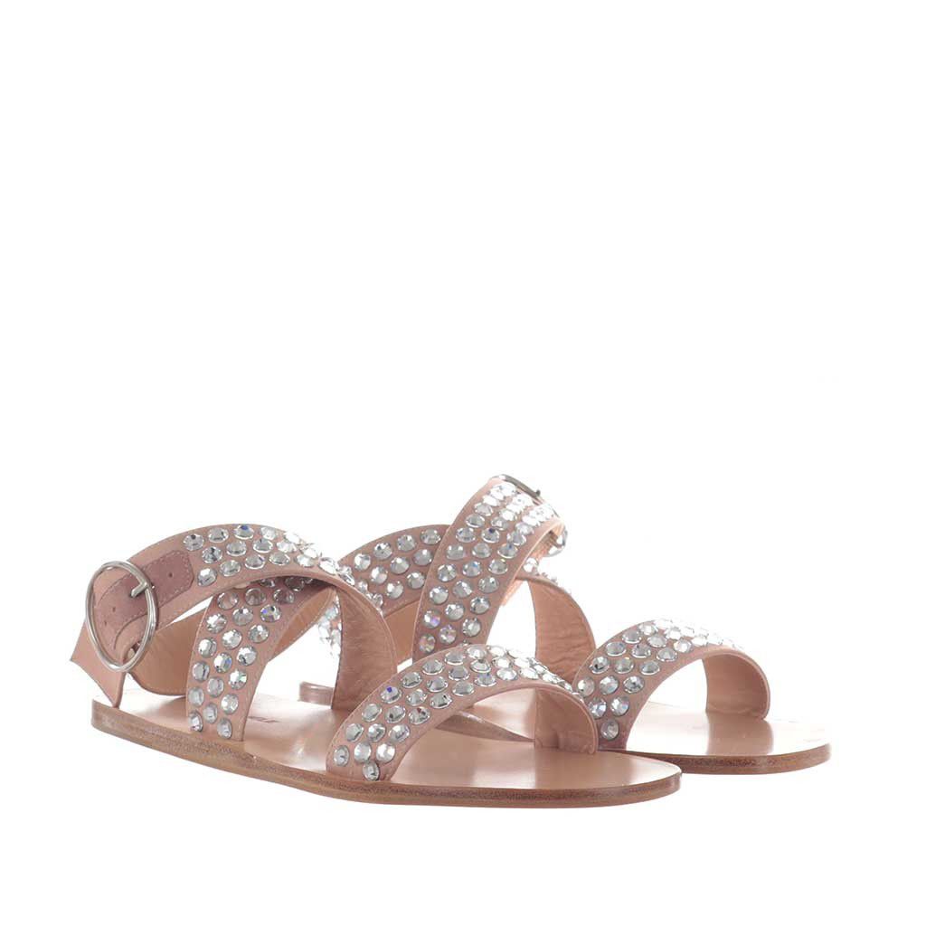 Eddy daniele sandali bassi in raso con swarovski da donna