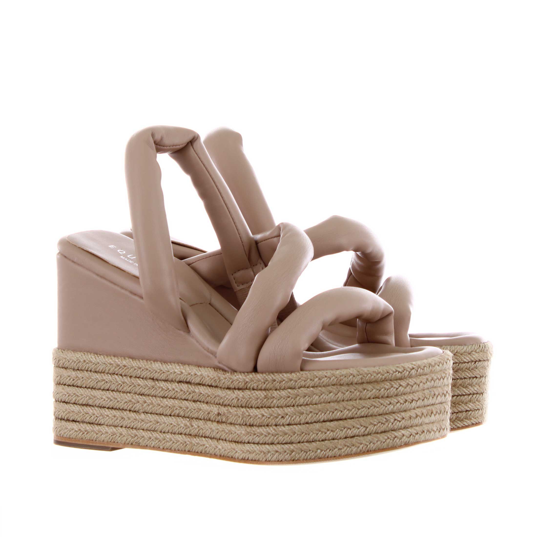 Equitare zeppa in nappa con fondo in corda da donna