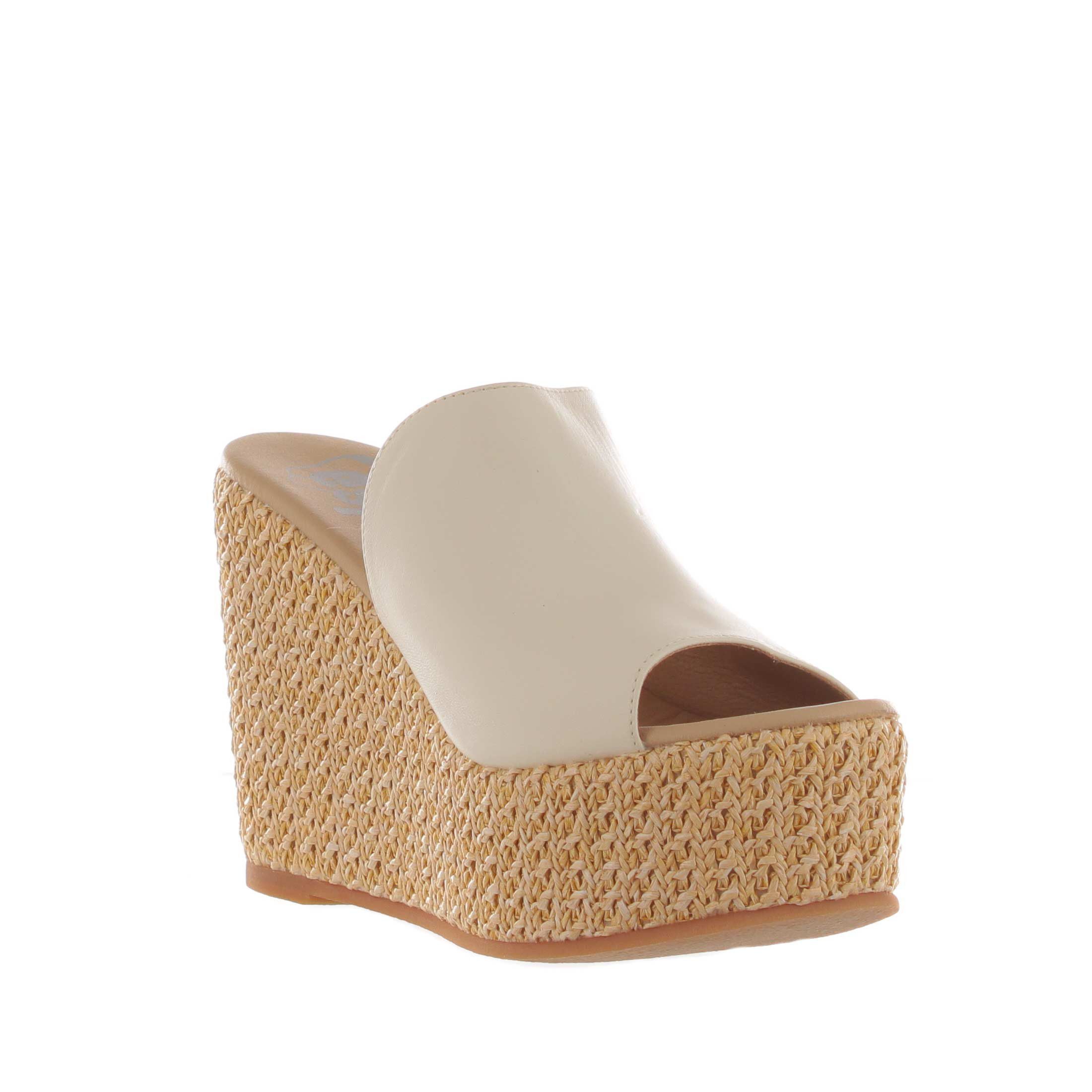 Espadrilles sabot marfil in pelle da donna
