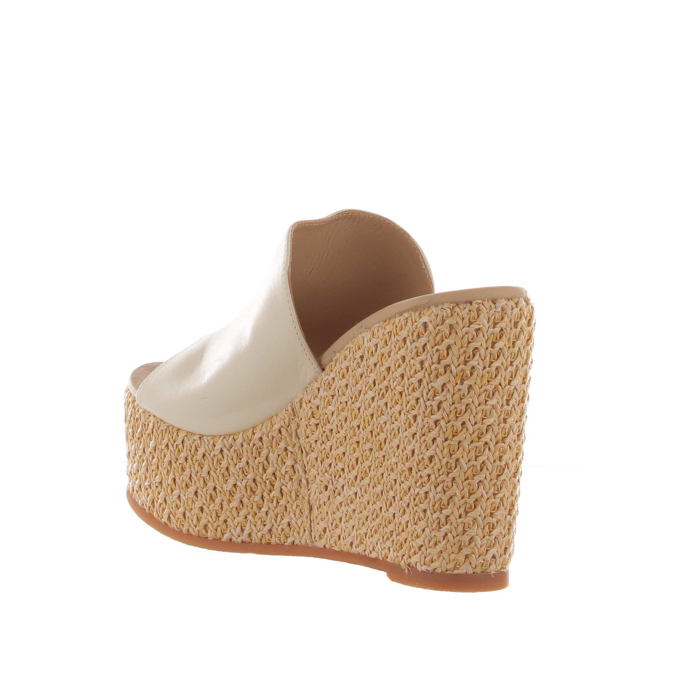 Espadrilles sabot marfil in pelle da donna