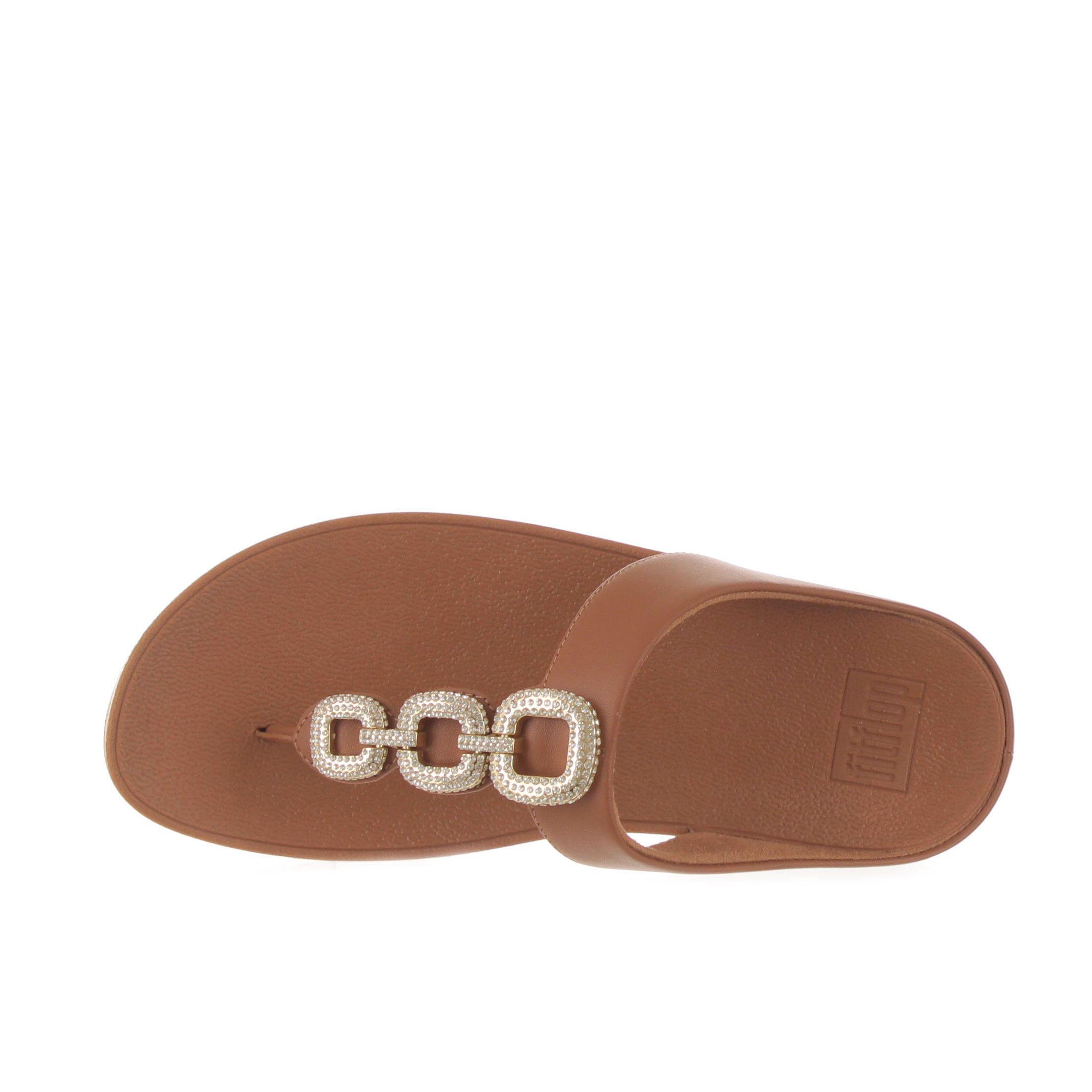 Fitflop sandalo infradito fino crystal in pelle da donna