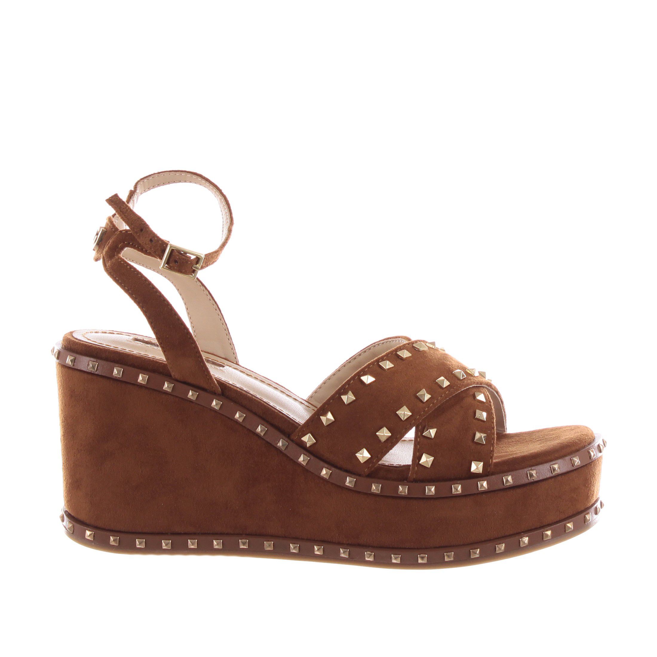 Gaudì sandalo zeppa brenda in camoscio da donna