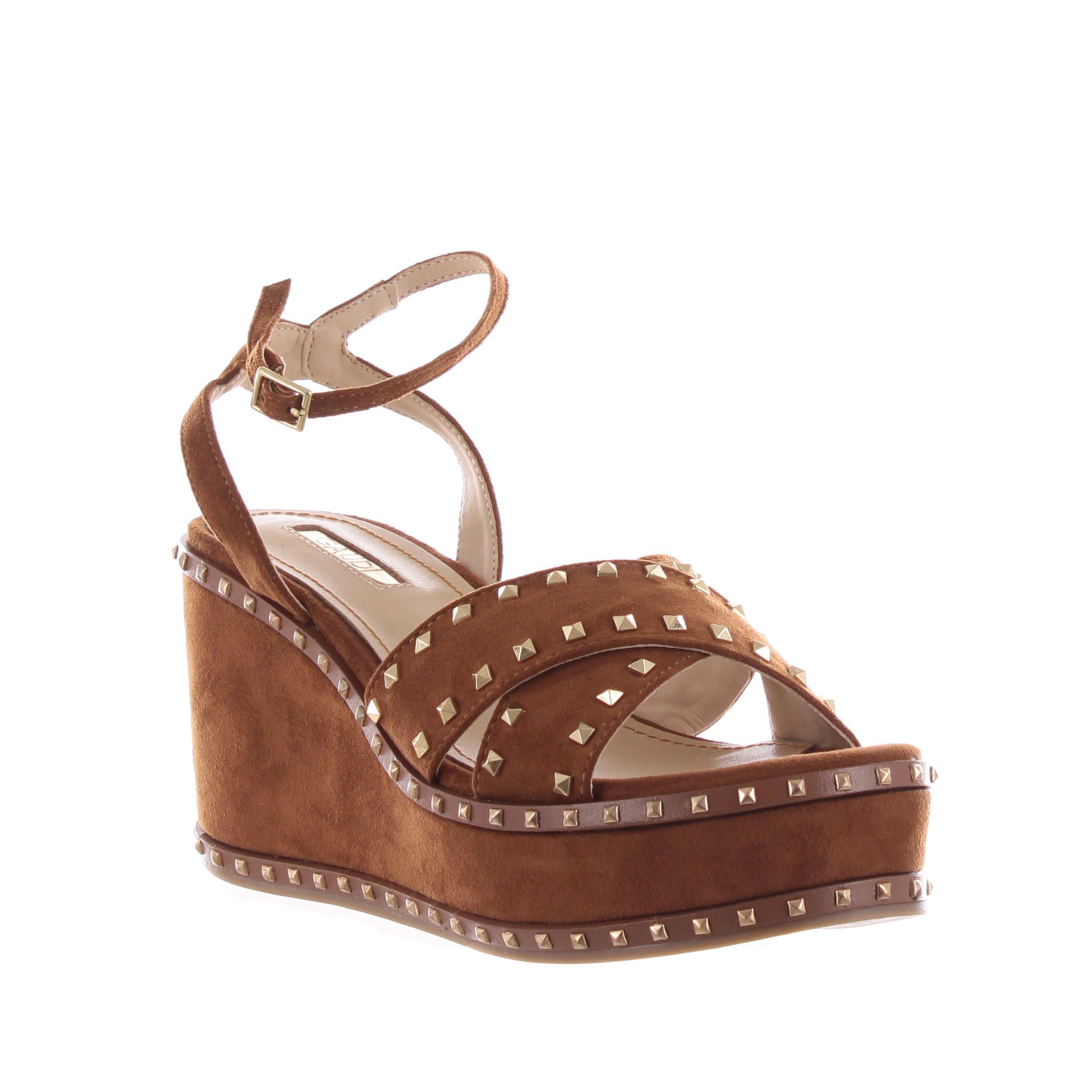 Gaudì sandalo zeppa brenda in camoscio da donna