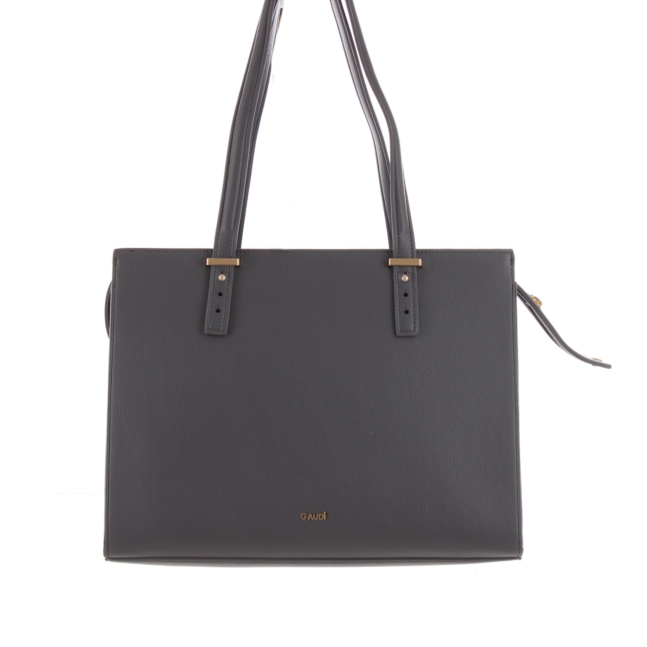 Shopper in similpelle martellata con borchie