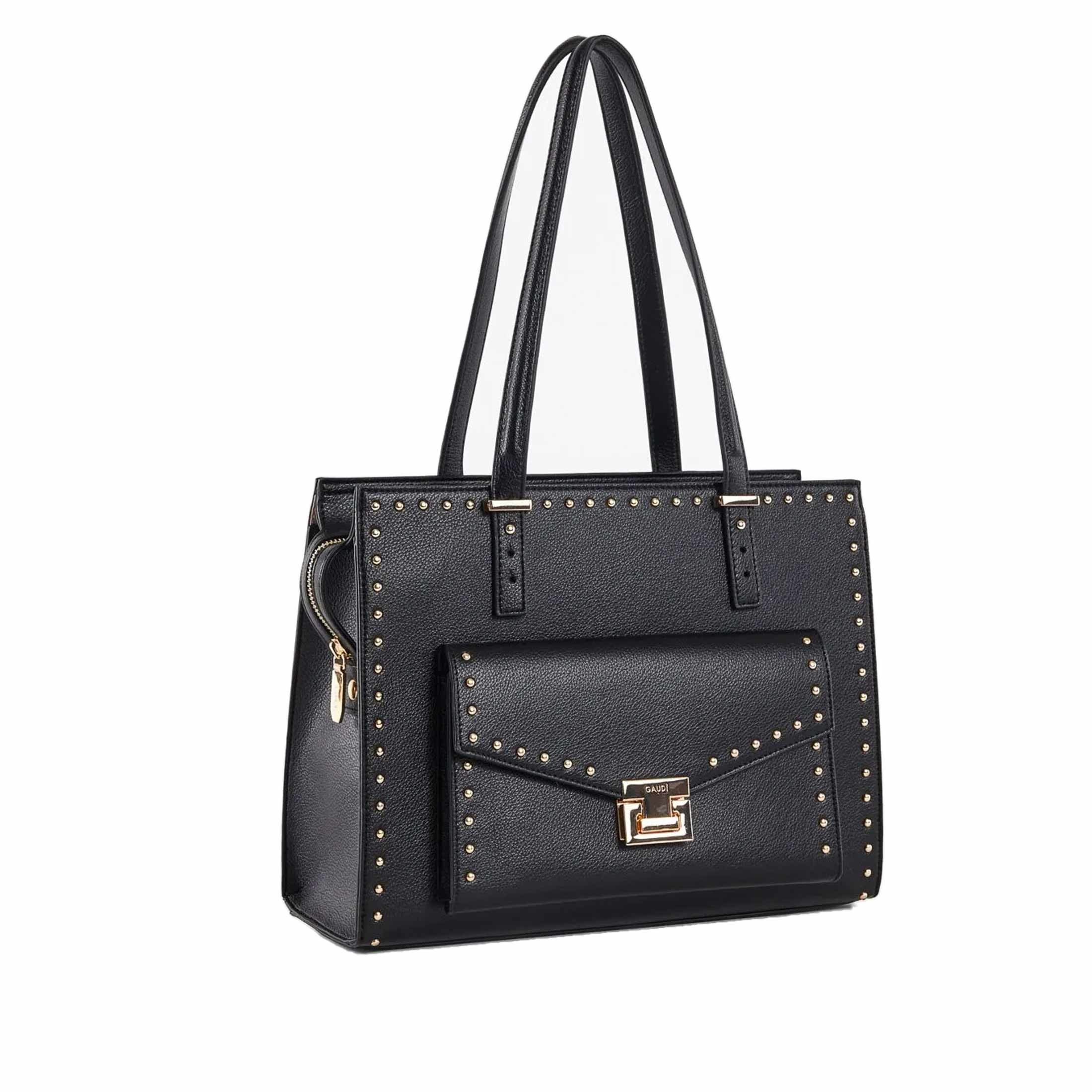 Gaudì shopper in similpelle martellata con borchie da donna