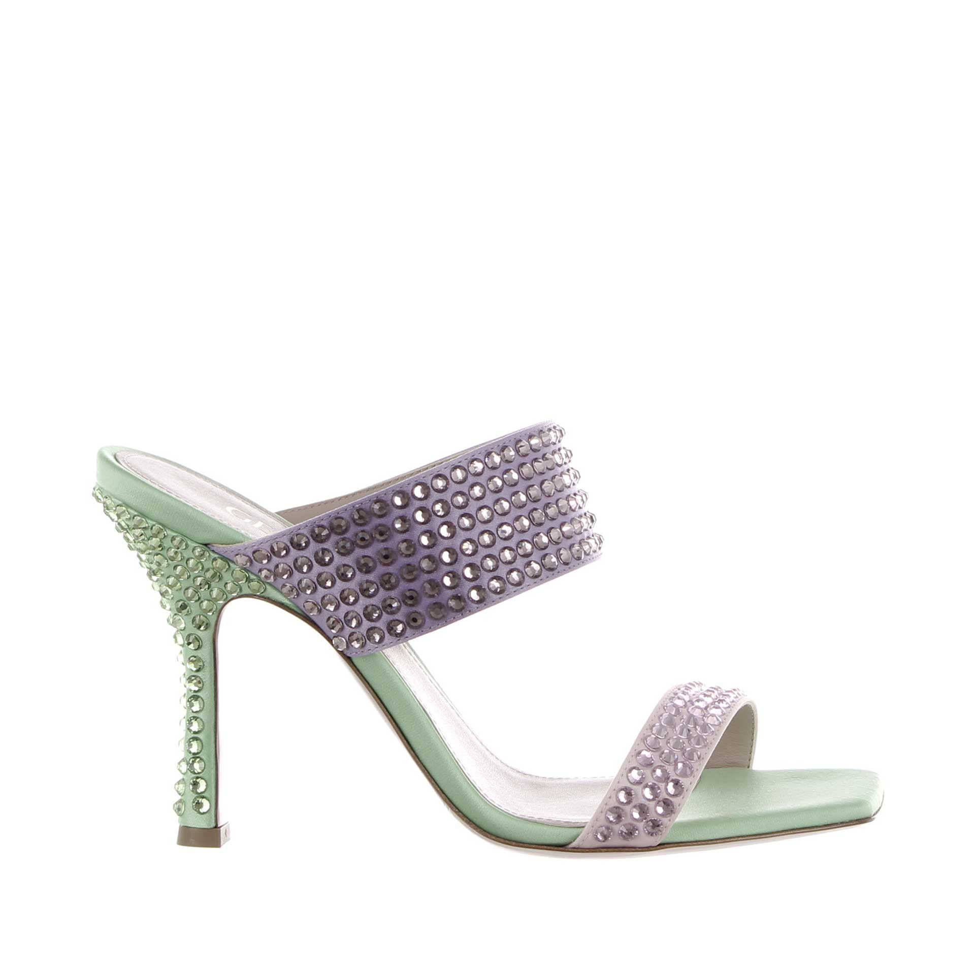 Gedebe mules in satin con cristalli da donna