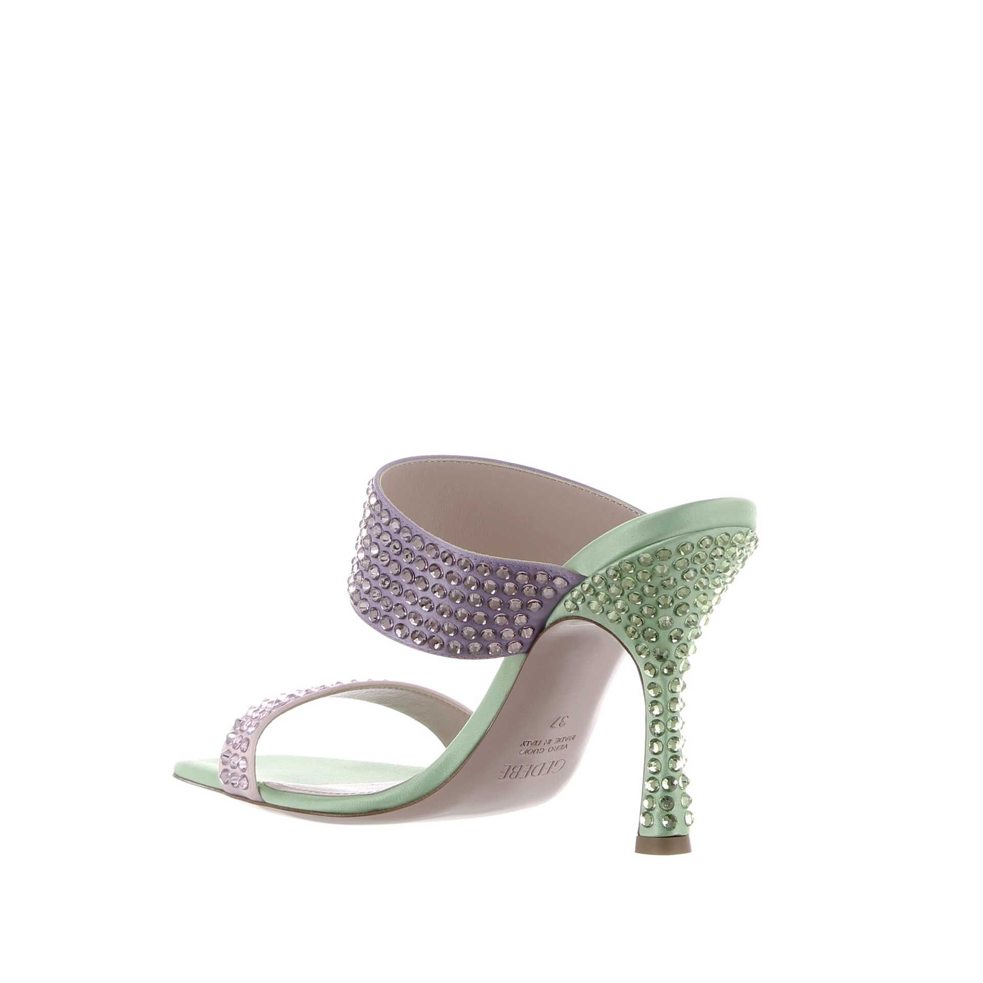Gedebe mules in satin con cristalli da donna