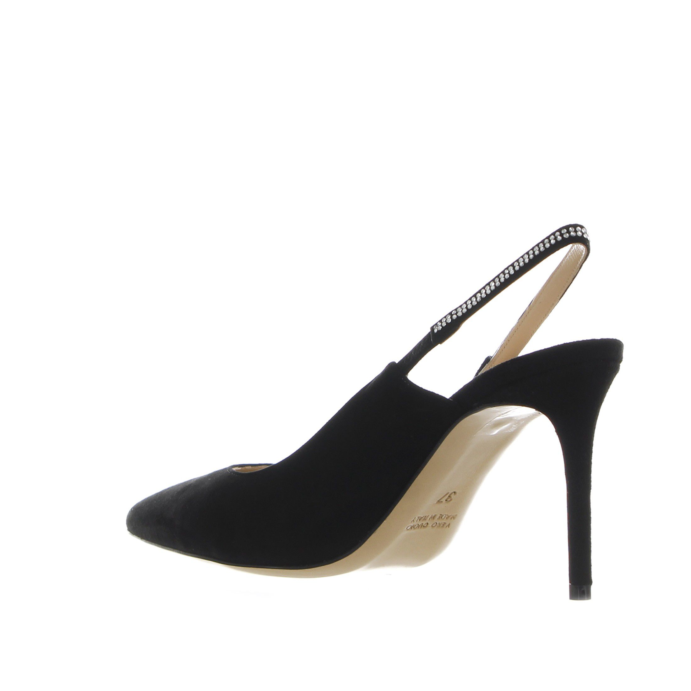 Gianmarco f. décolleté a punta slingback in suede con strass da donna