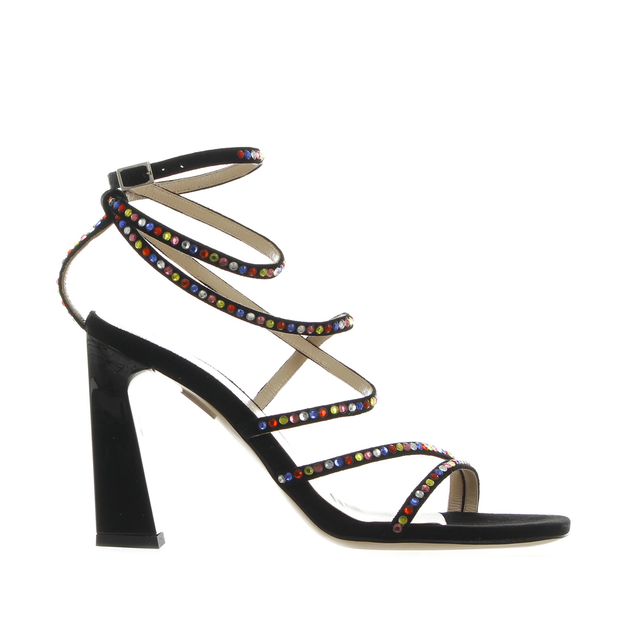 Gianmarco f. sandalo in suede con pietre multicolor da donna