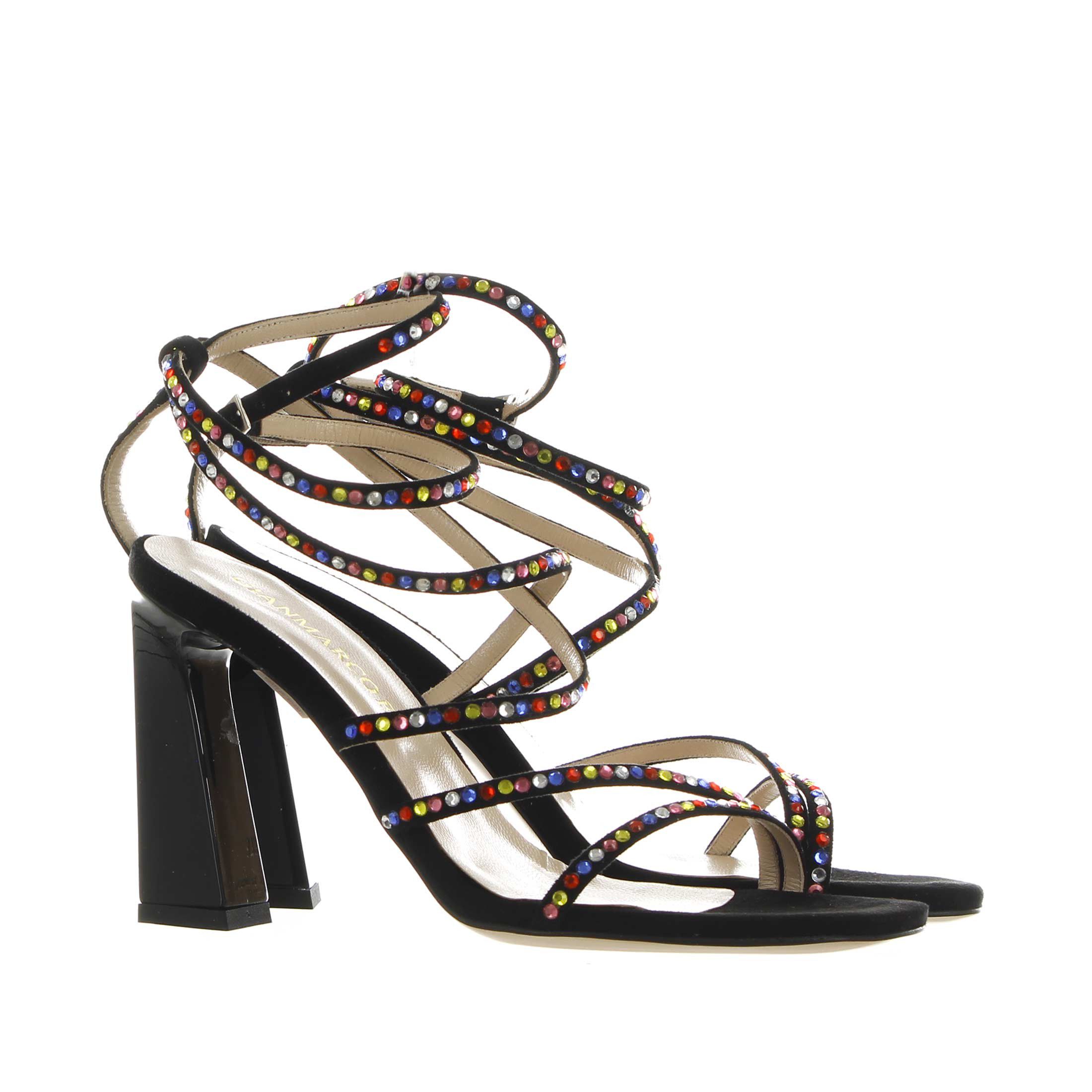 Gianmarco f. sandalo in suede con pietre multicolor da donna