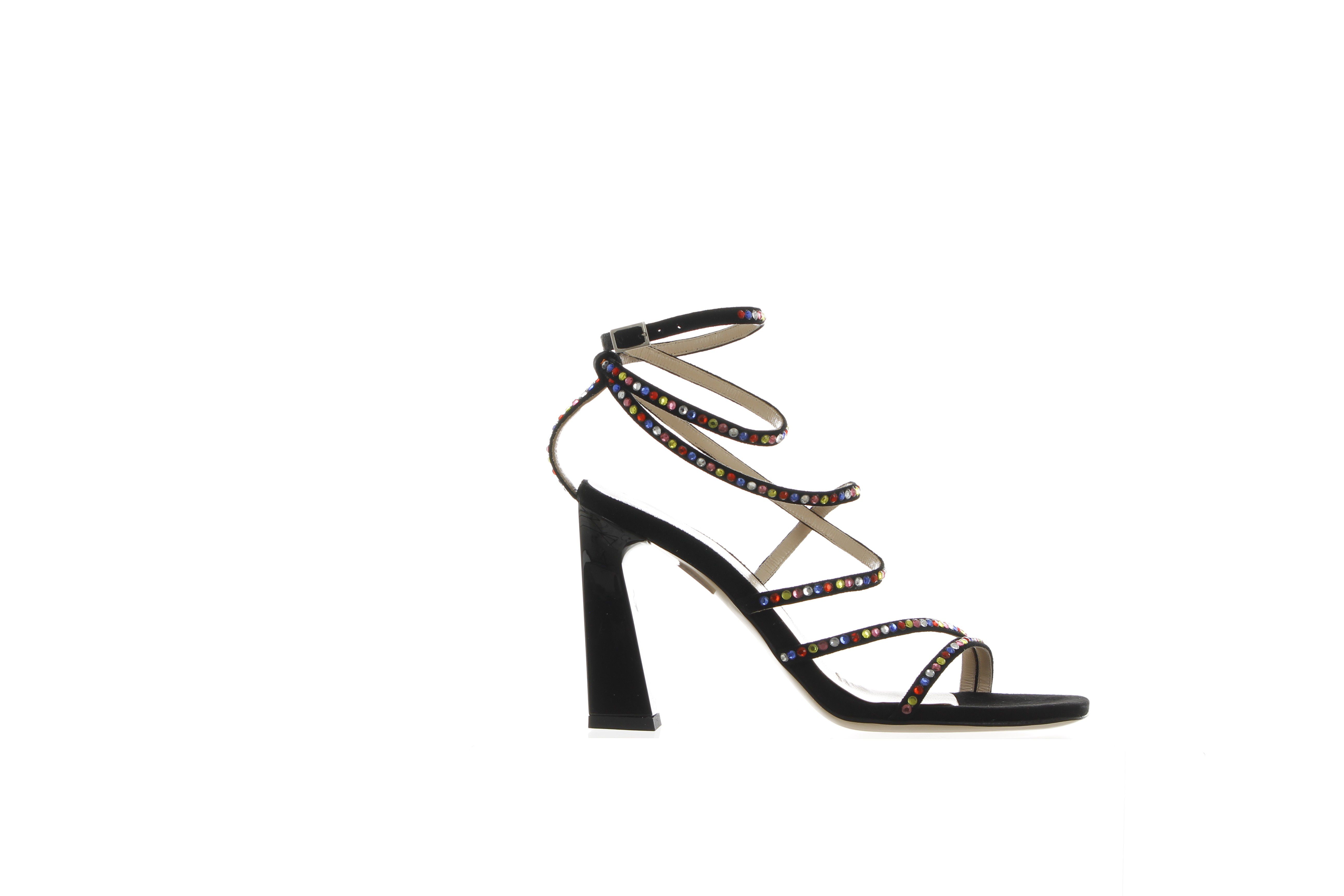 Gianmarco f. sandalo in suede con pietre multicolor da donna