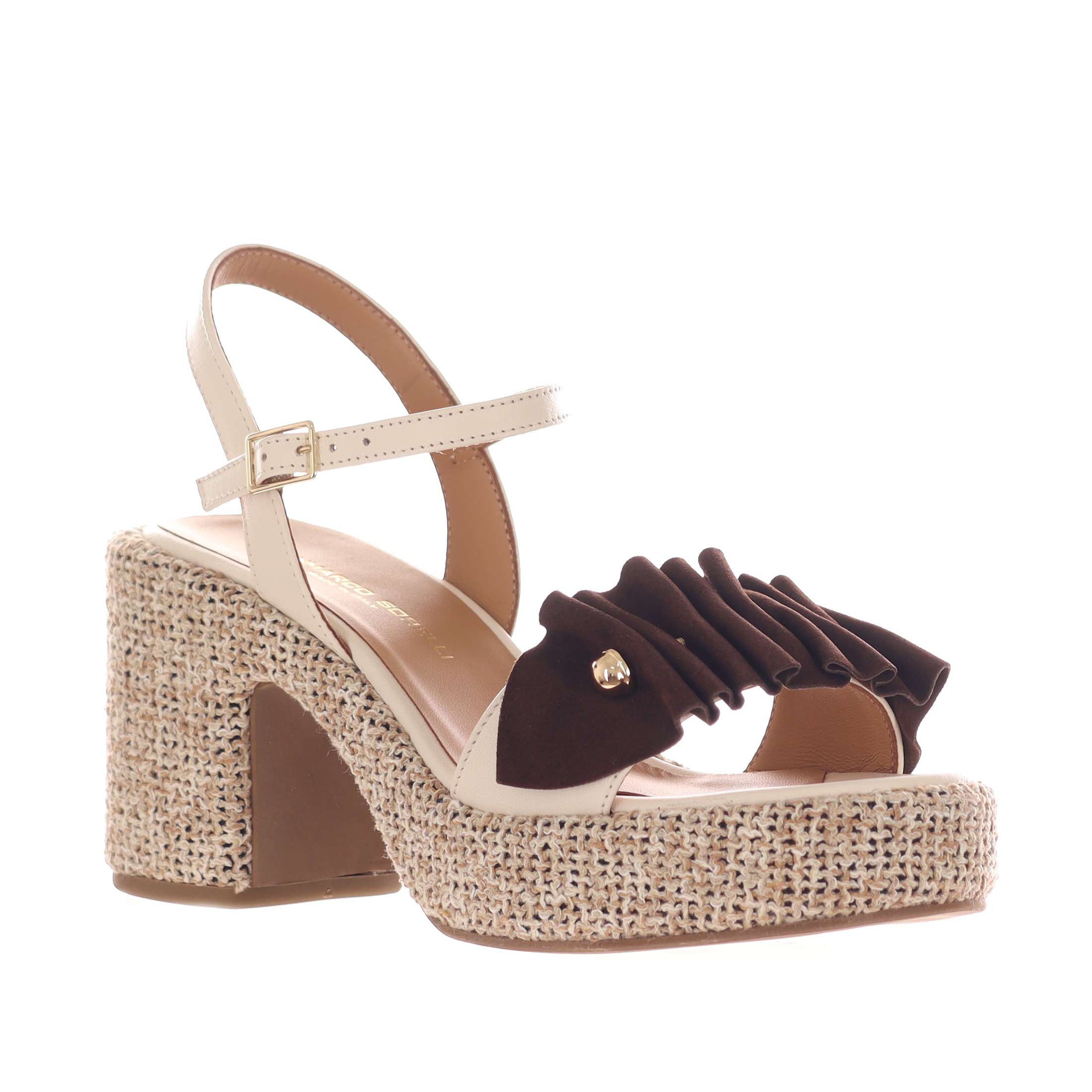 Gianmarco sorelli sandalo in pelle con rouches da donna