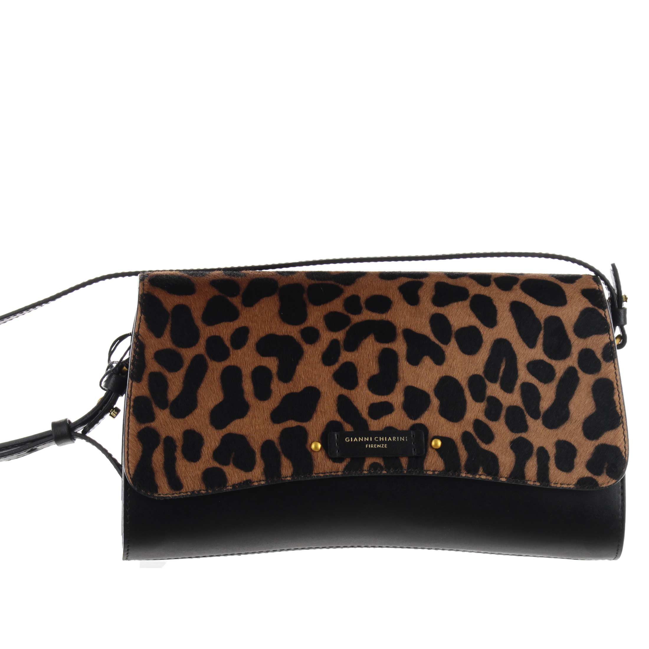 Gianni chiarini borsa keira in pelle con patta in cavallino da donna
