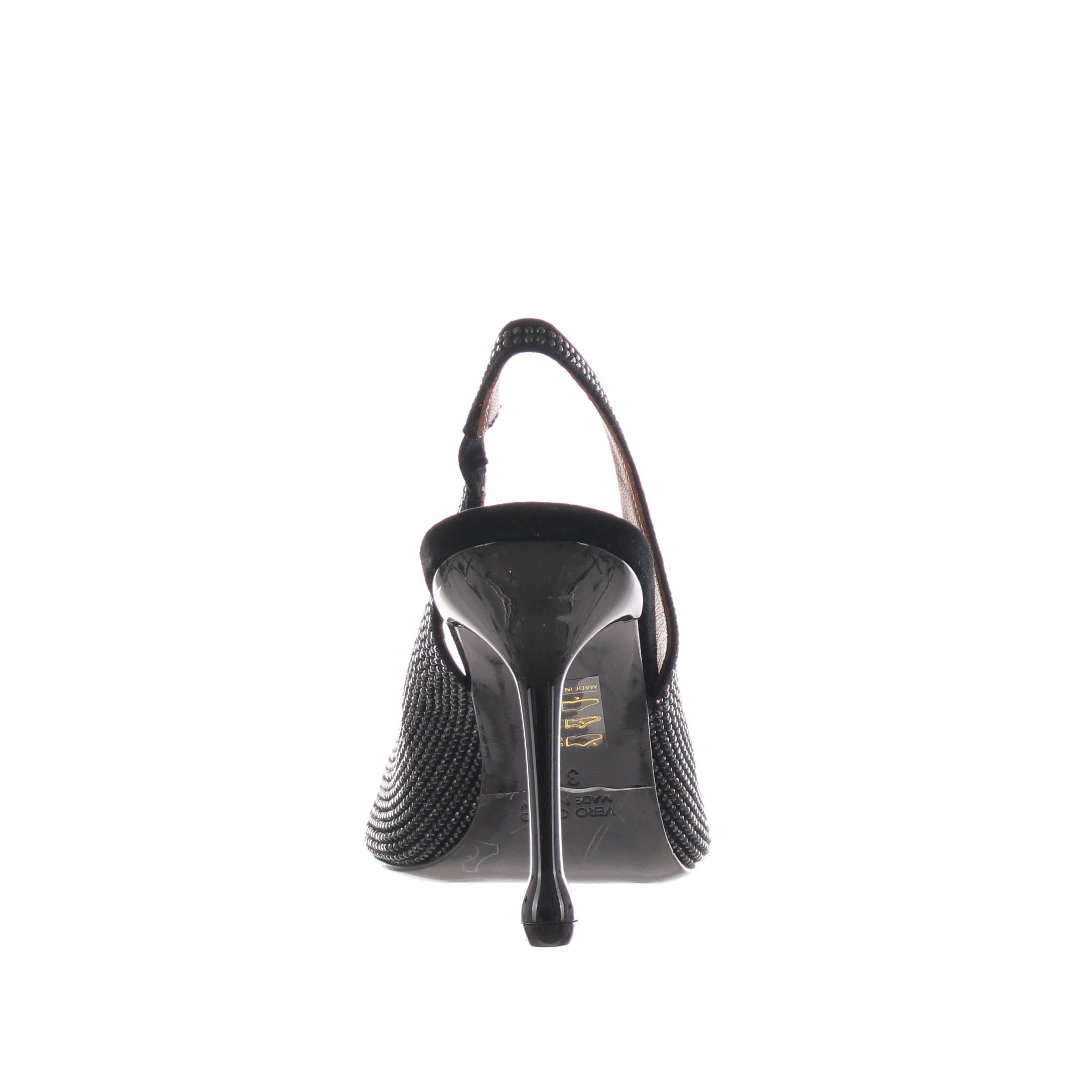 Gianni marra décolleté slingback in camoscio con borchie da donna