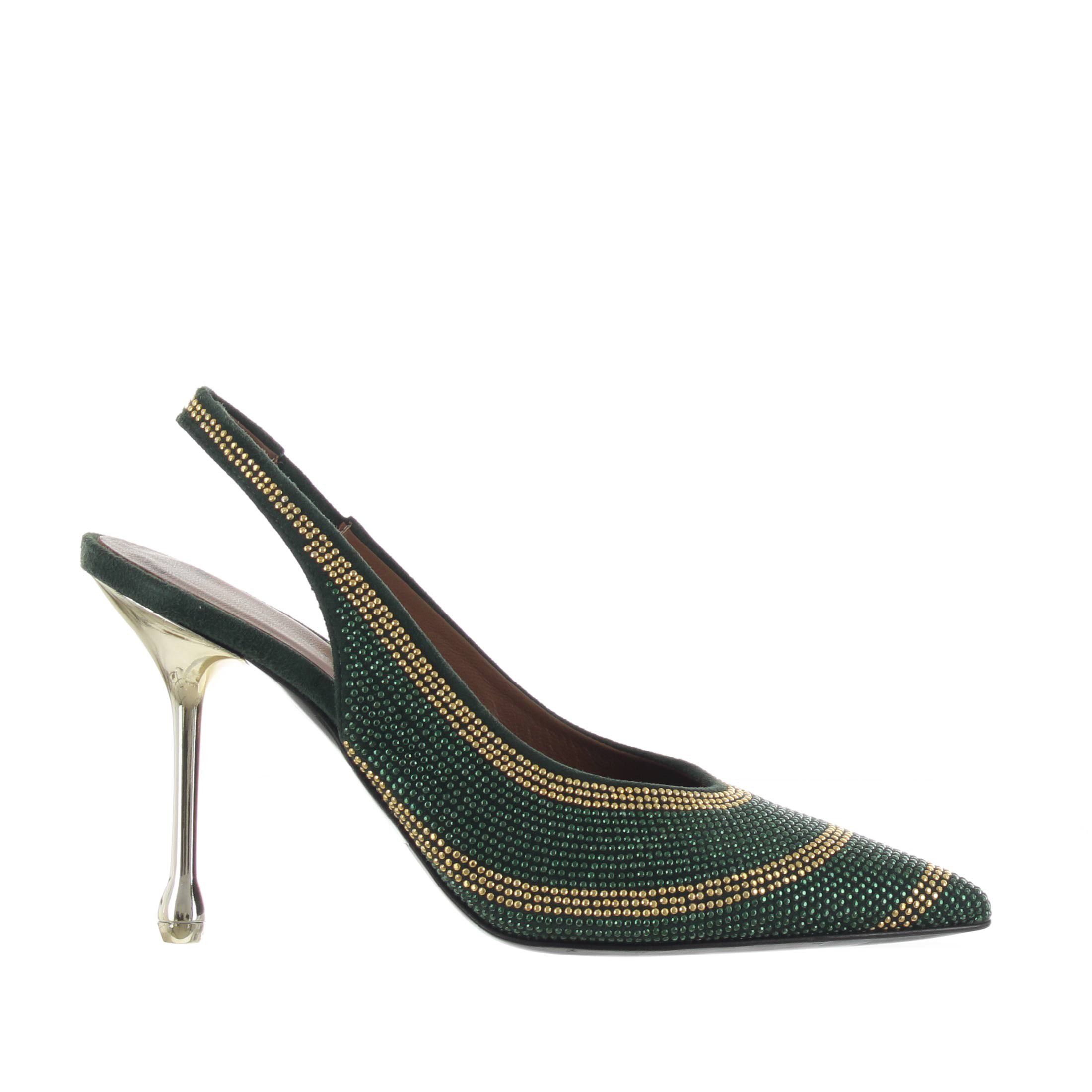 Gianni marra décolleté slingback in camoscio con borchie da donna