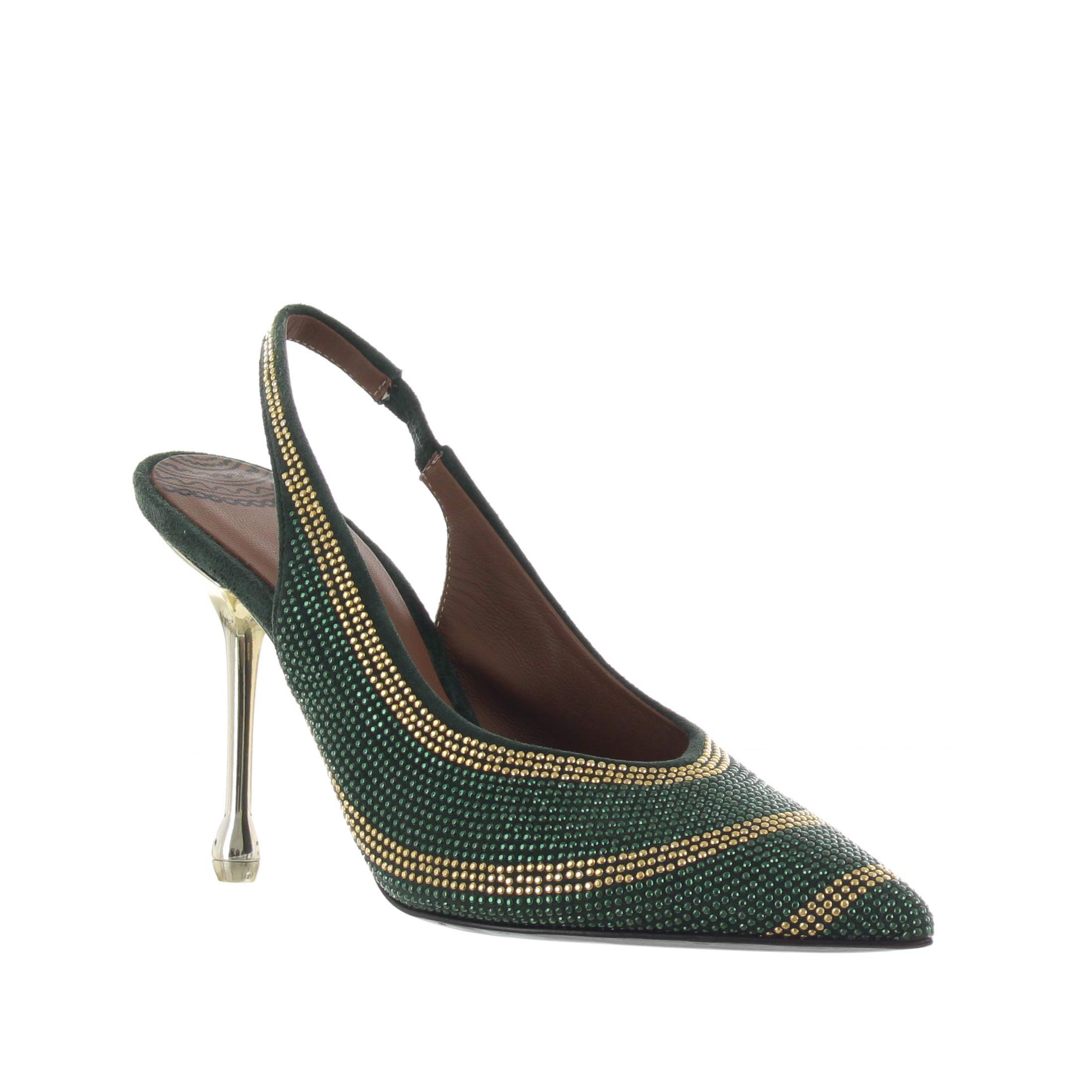 Gianni marra décolleté slingback in camoscio con borchie da donna