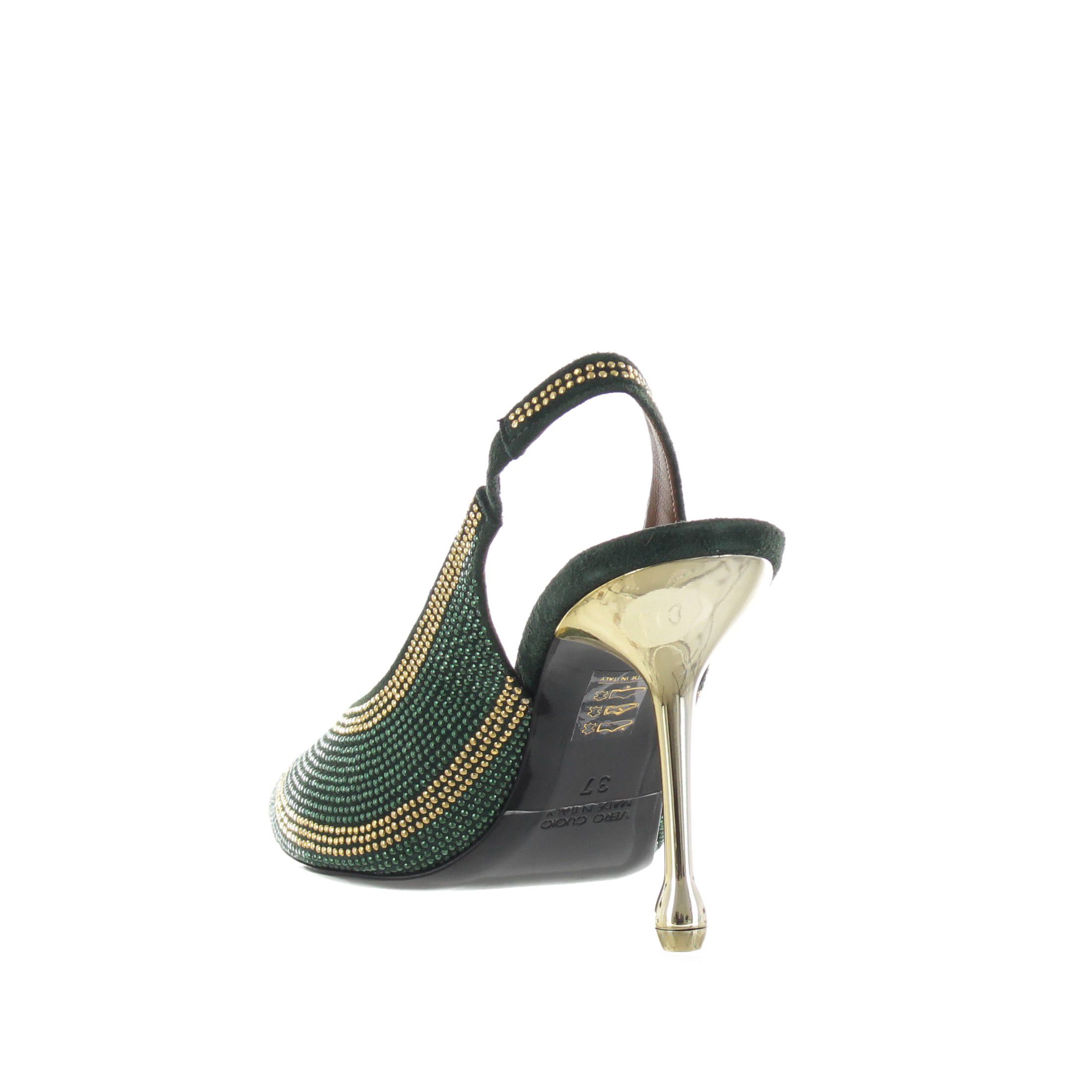 Gianni marra décolleté slingback in camoscio con borchie da donna
