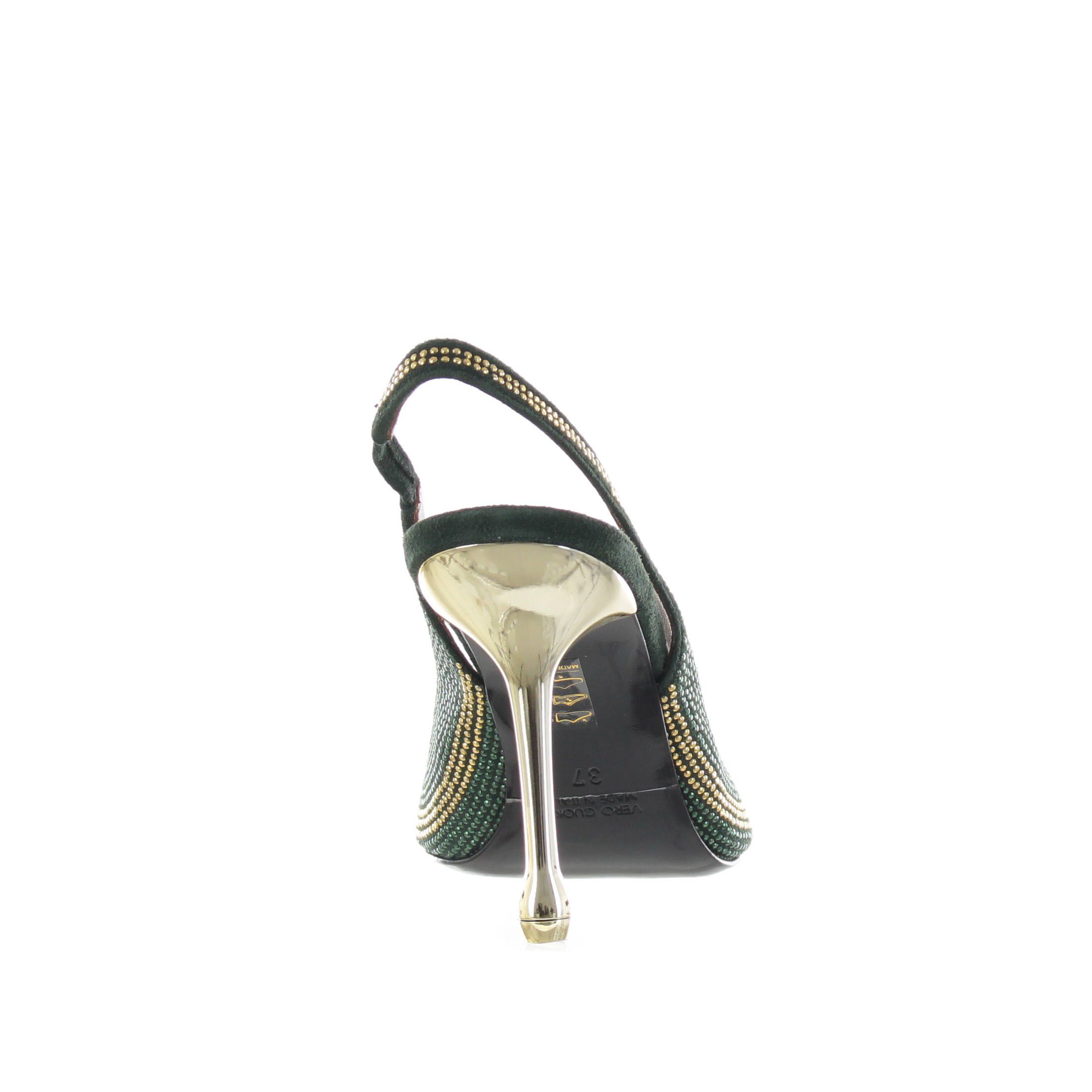 Gianni marra décolleté slingback in camoscio con borchie da donna