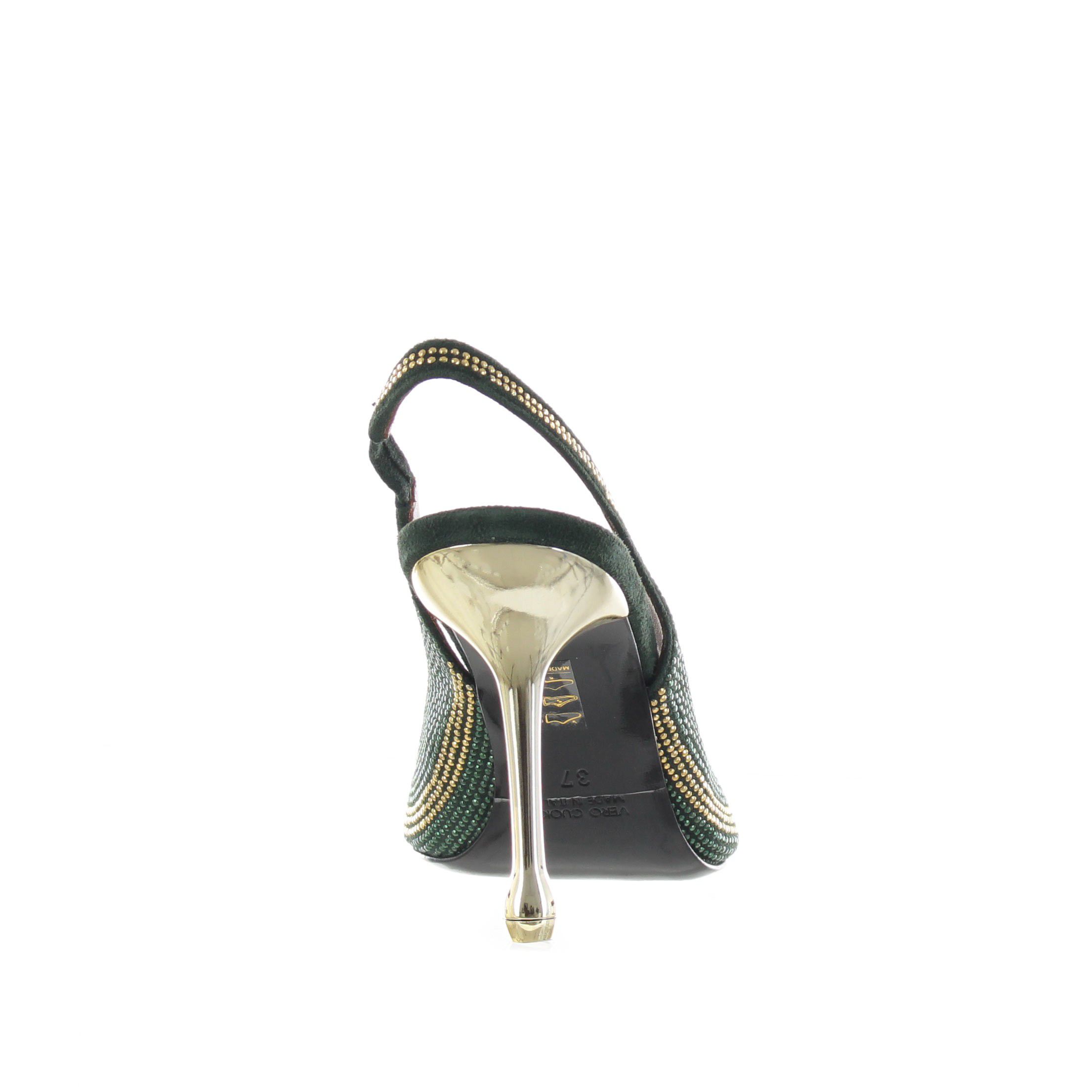 Gianni marra décolleté slingback in camoscio con borchie da donna
