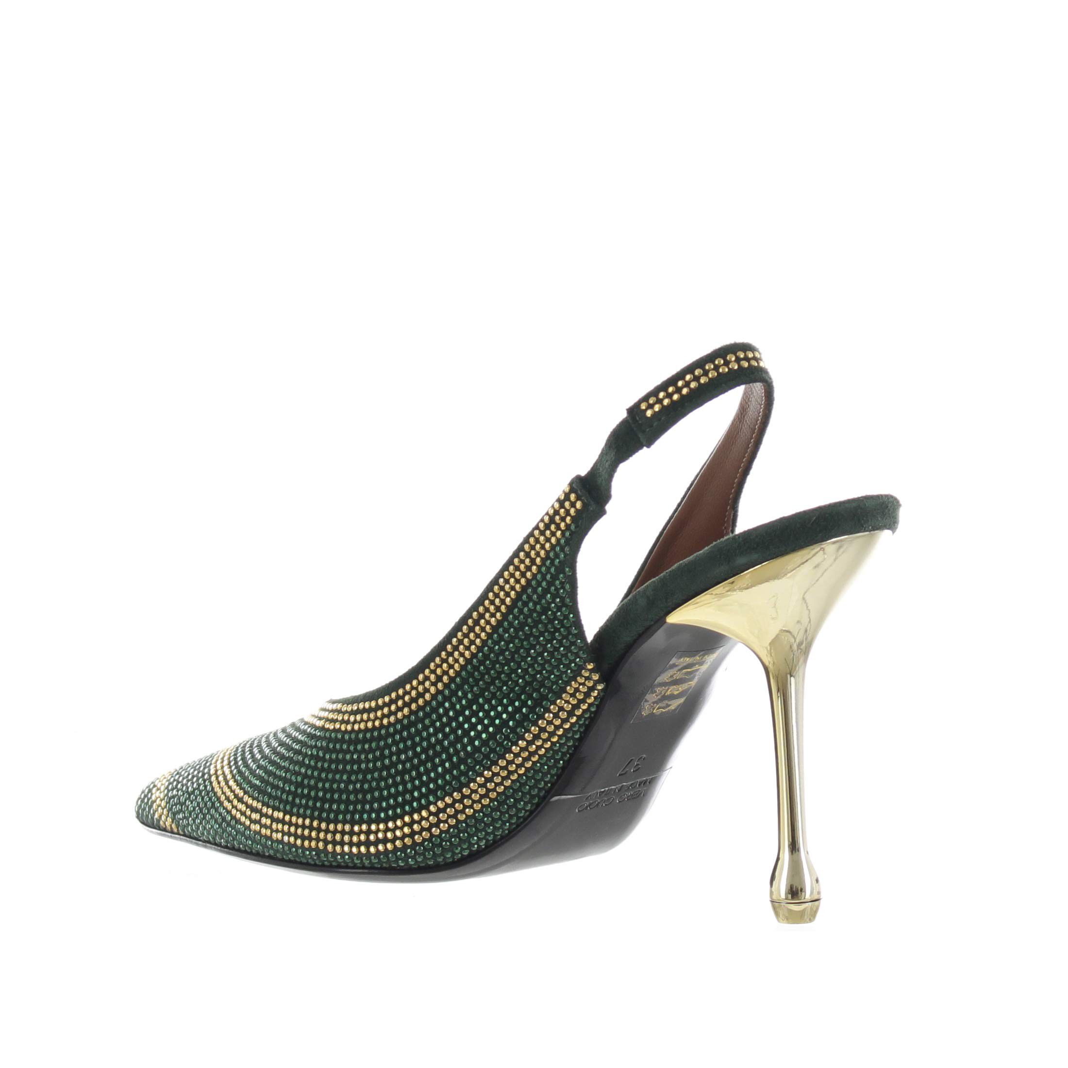 Gianni marra décolleté slingback in camoscio con borchie da donna