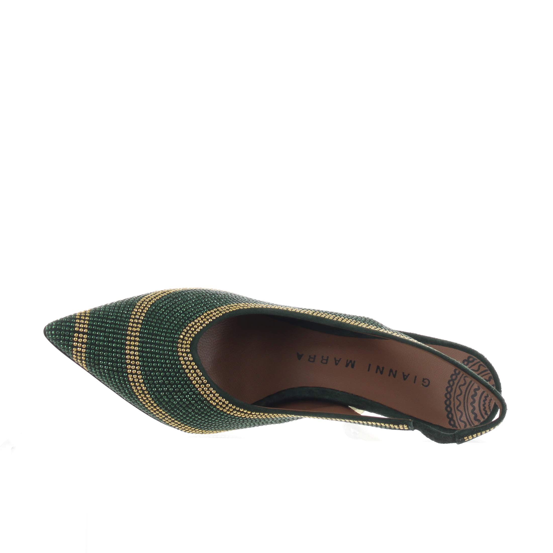 Gianni marra décolleté slingback in camoscio con borchie da donna