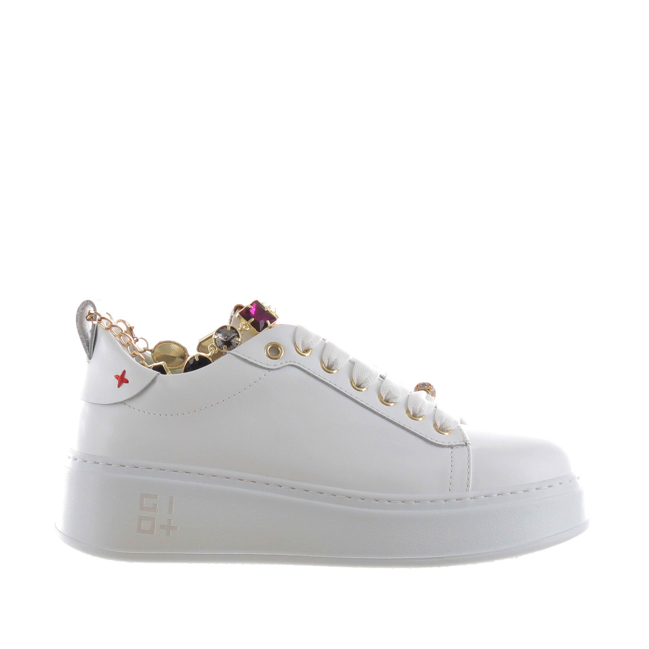 Gio+ sneaker in pelle con cavigliera gioiello da donna