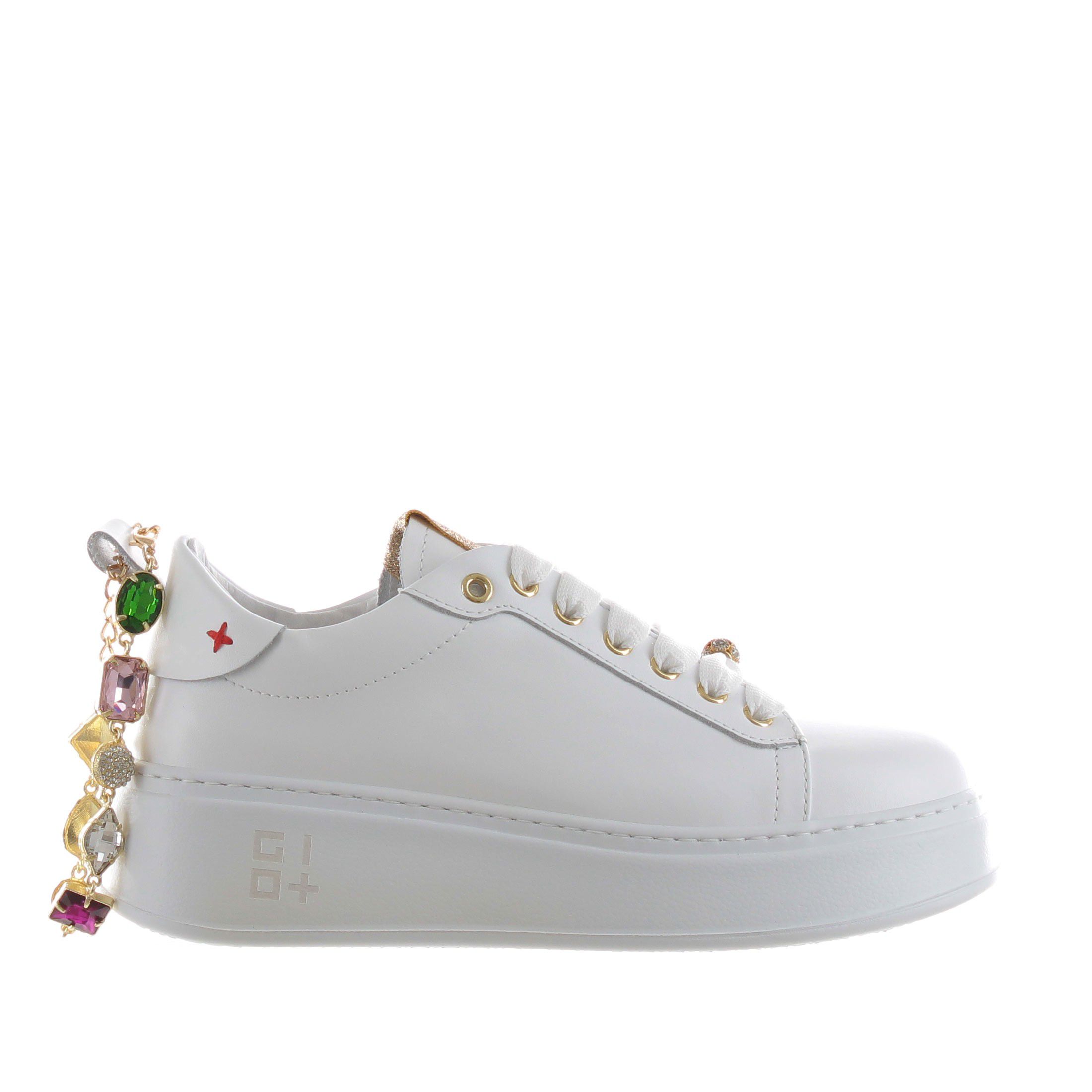 Gio+ sneaker in pelle con cavigliera gioiello da donna