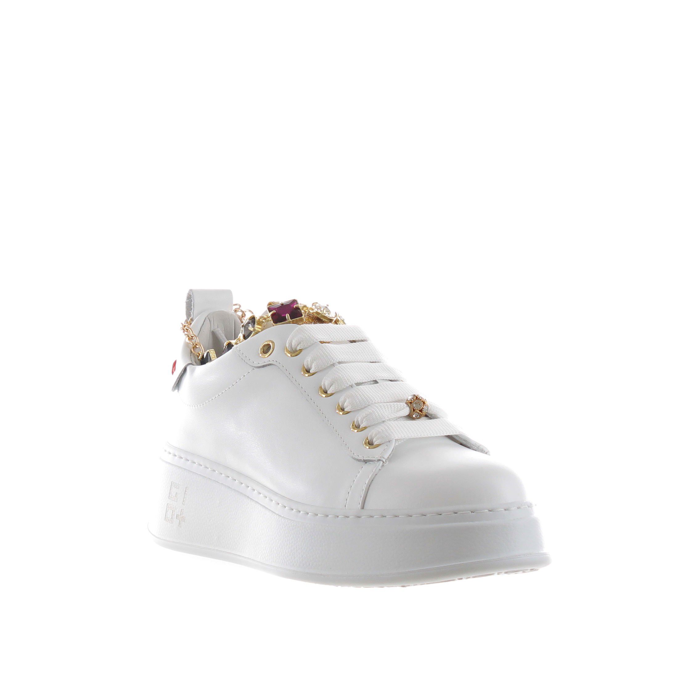 Gio+ sneaker in pelle con cavigliera gioiello da donna