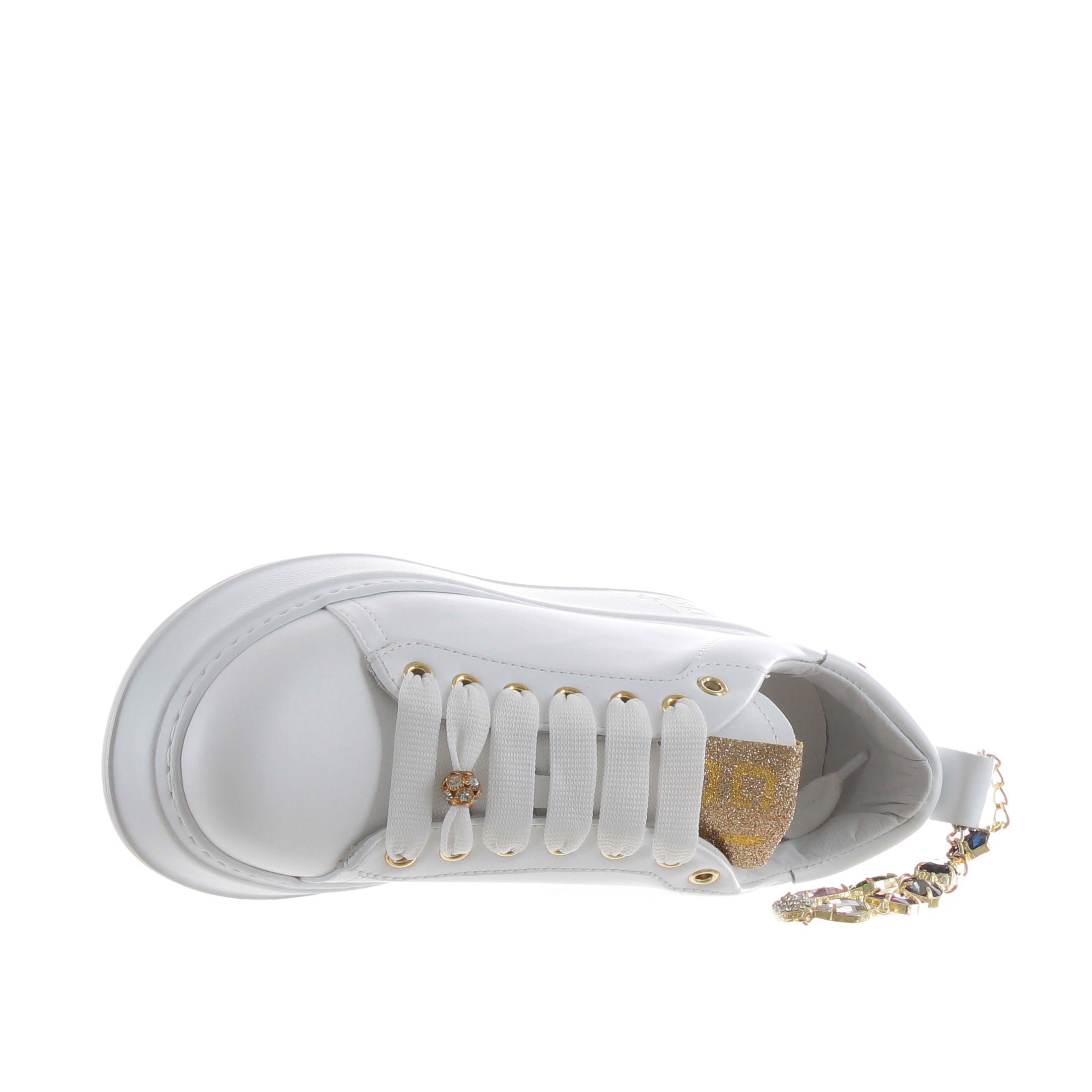 Gio+ sneaker in pelle con cavigliera gioiello da donna