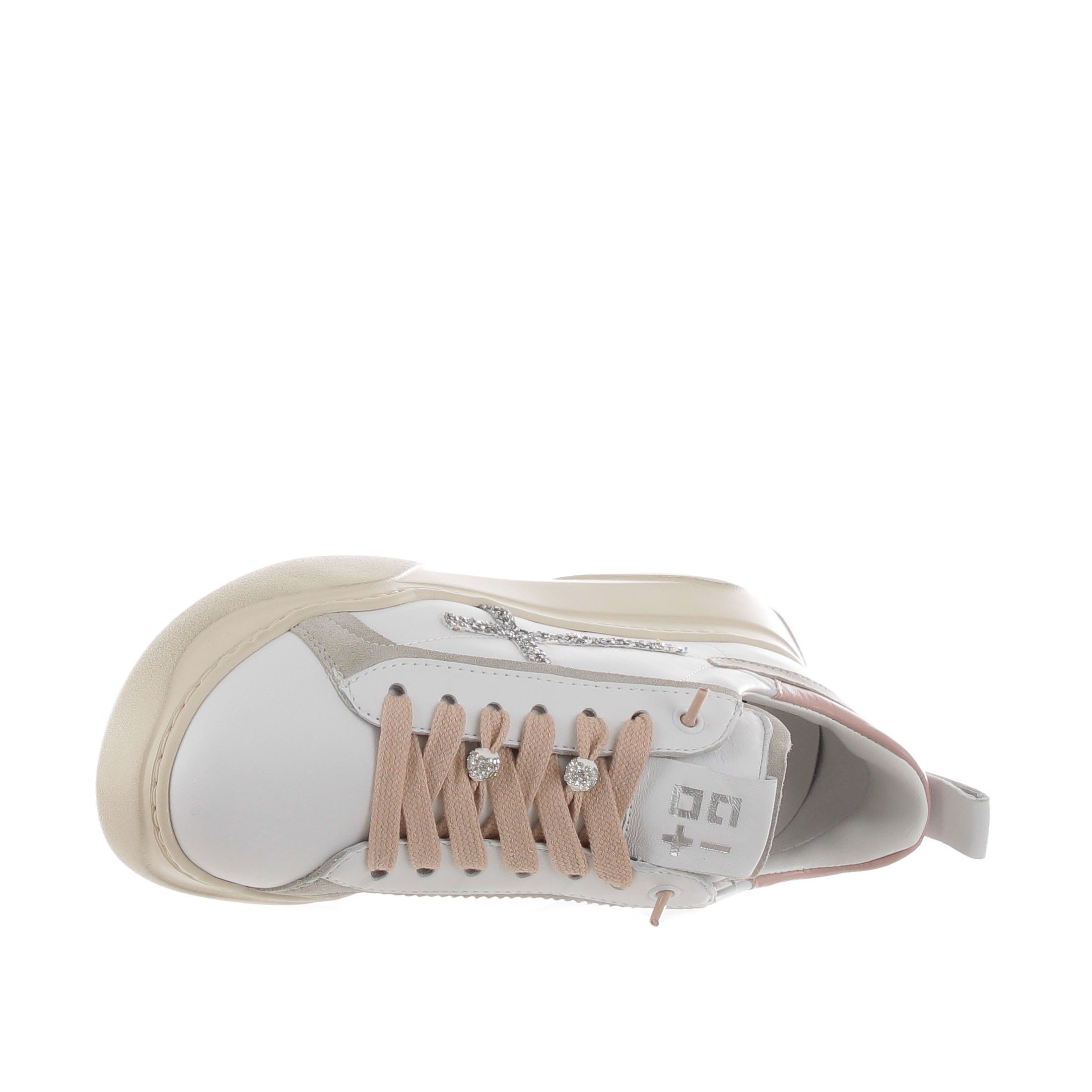 Gio+ sneaker in pelle e camoscio con glitter da donna