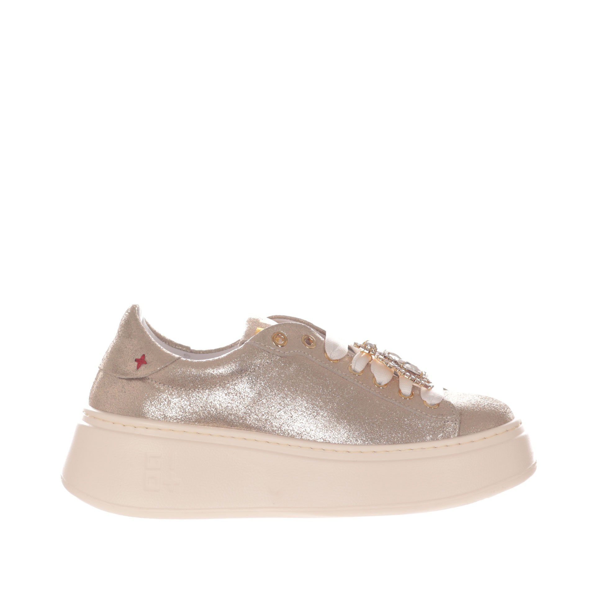 Gio+ sneaker in pelle laminata con dettaglio gioiello da donna