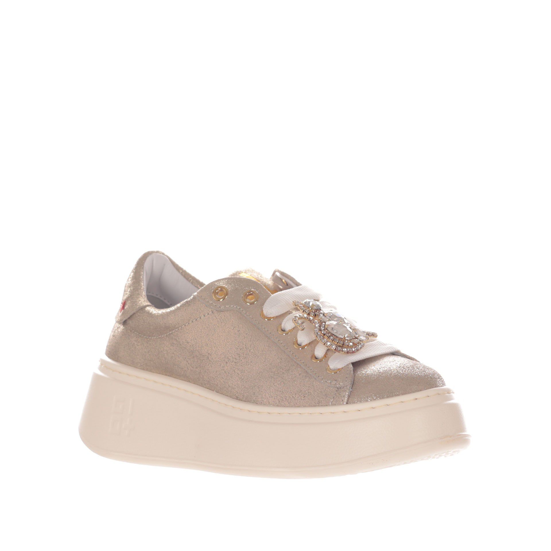Gio+ sneaker in pelle laminata con dettaglio gioiello da donna