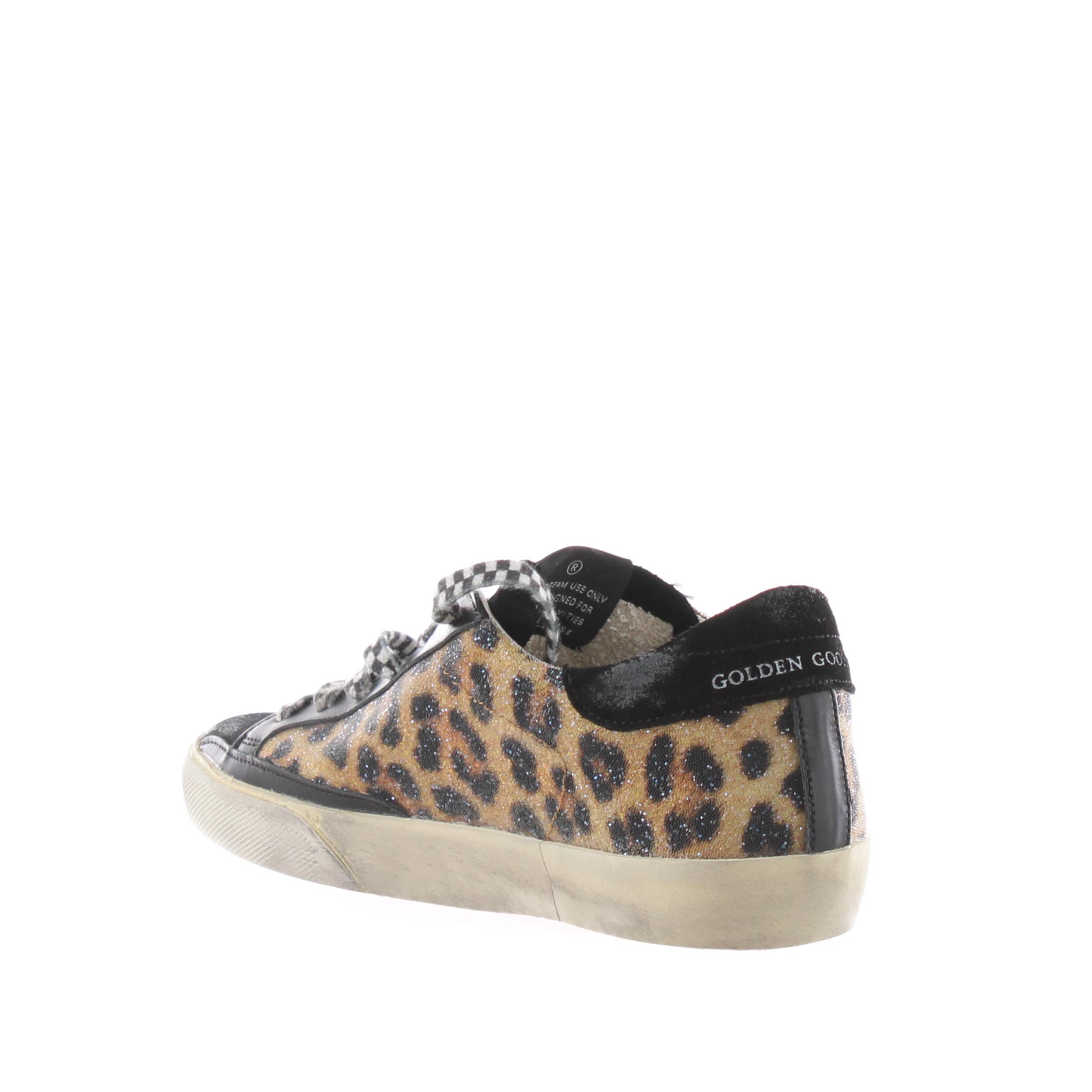Sneaker super star leopardata in suede e swarovski