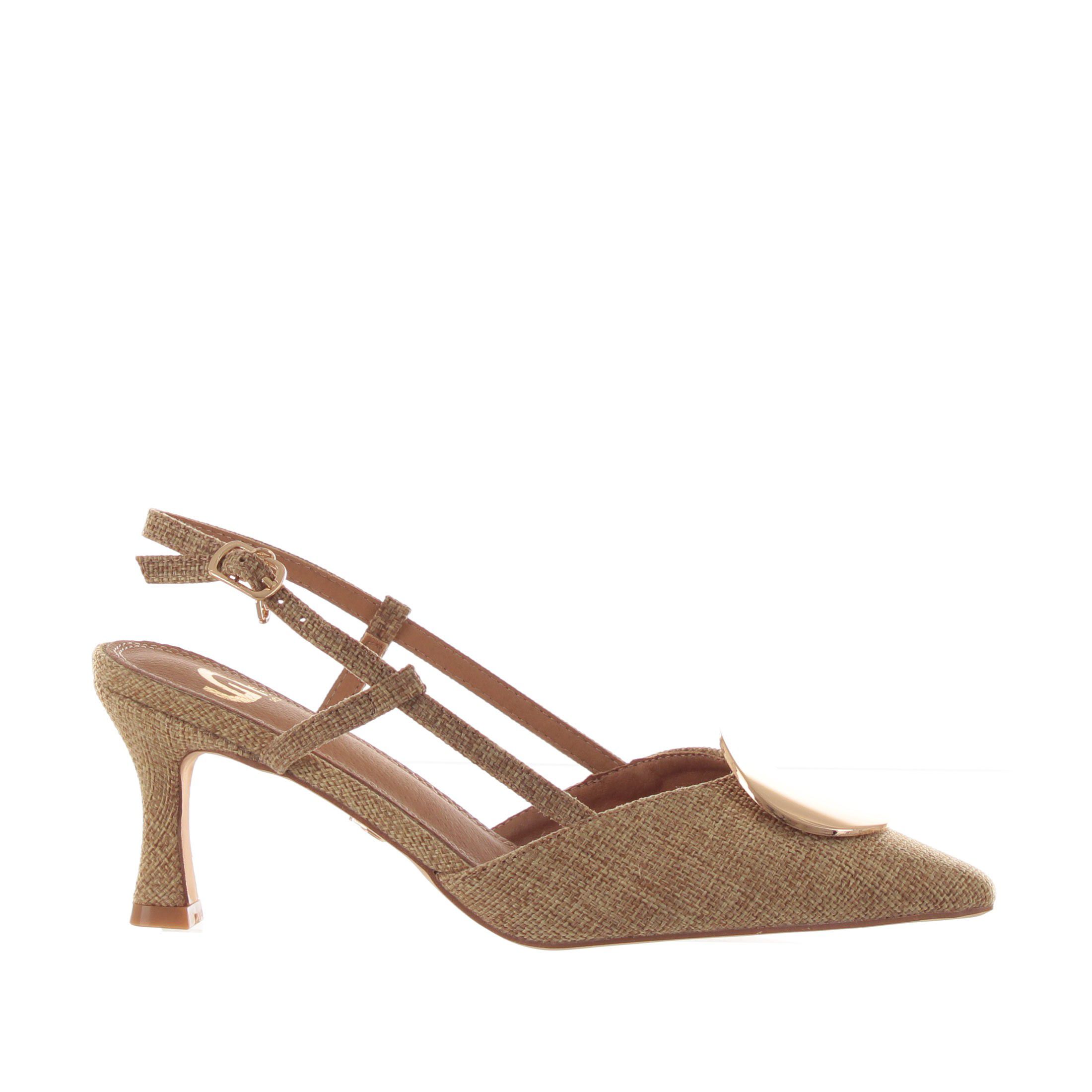 Gold&gold décolleté slingback in canvas da donna