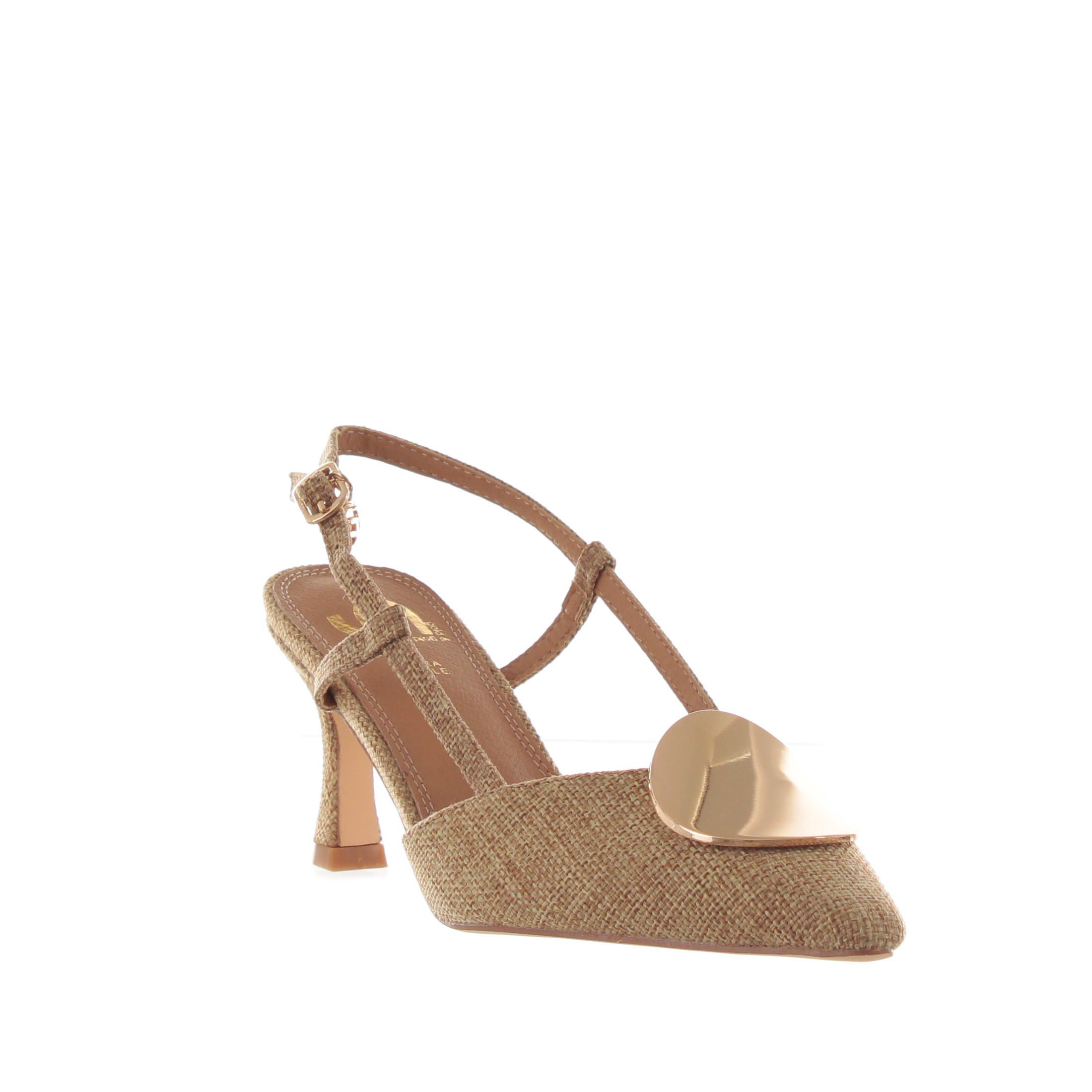 Gold&gold décolleté slingback in canvas da donna