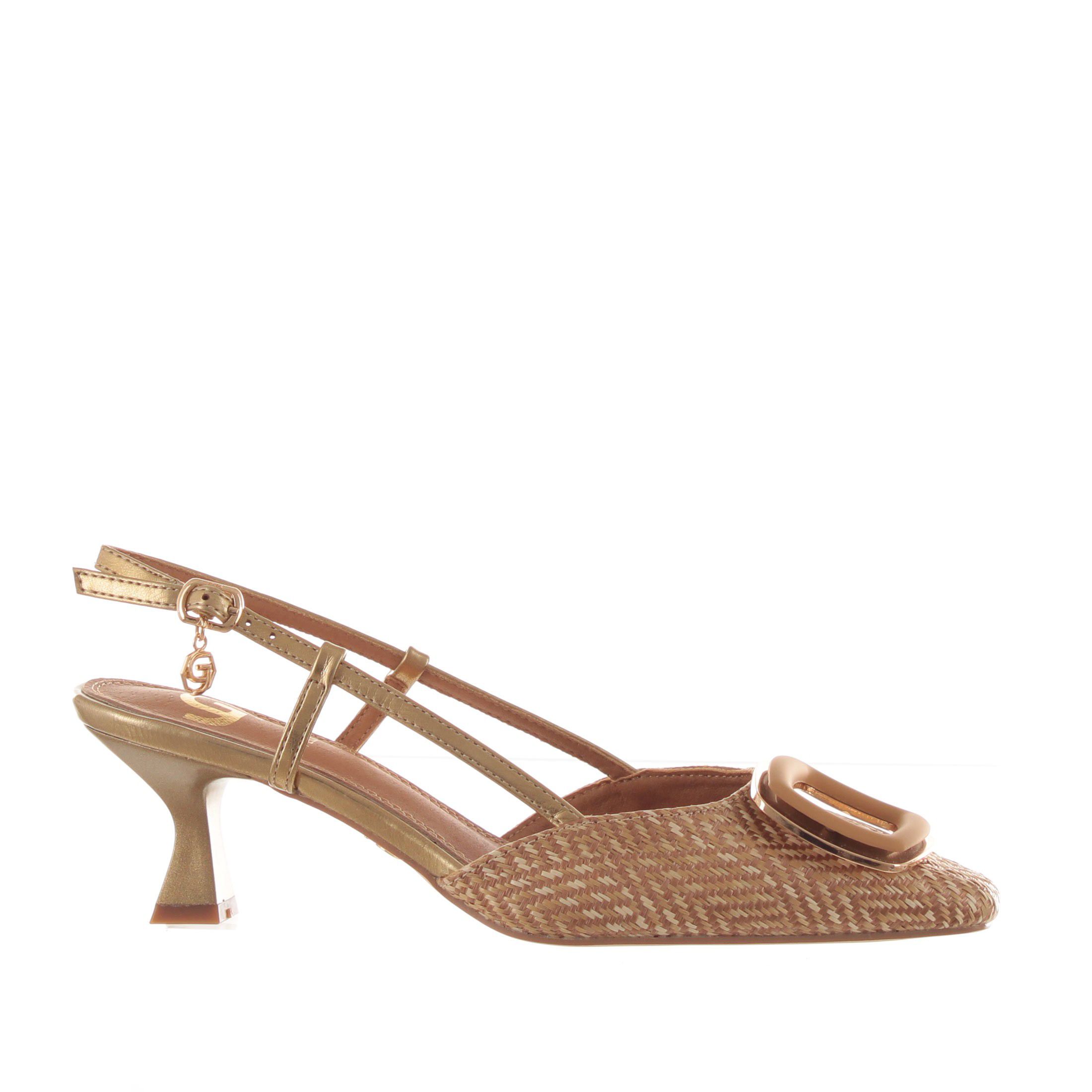 Gold&gold décolleté slingback in rafia da donna