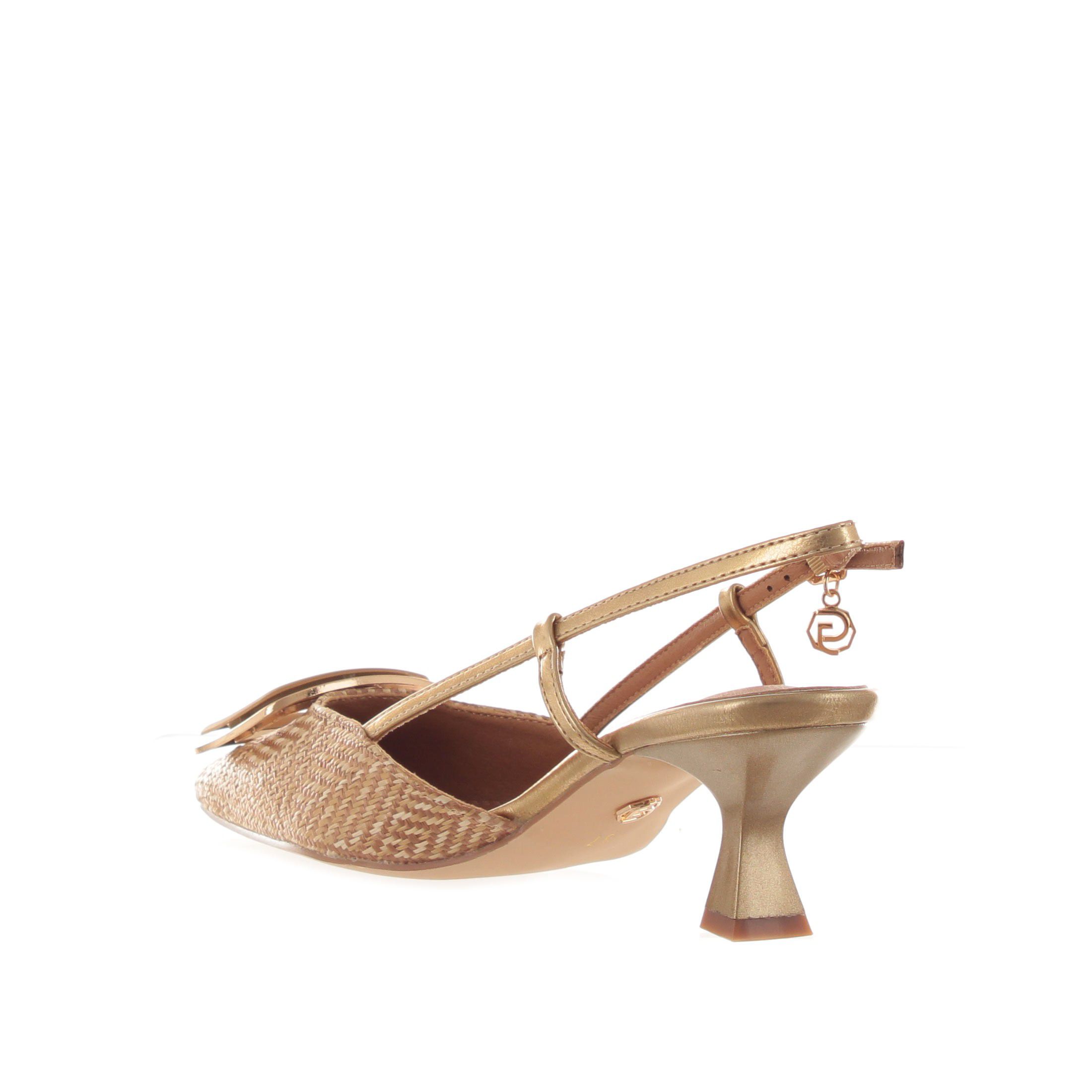 Gold&gold décolleté slingback in rafia da donna