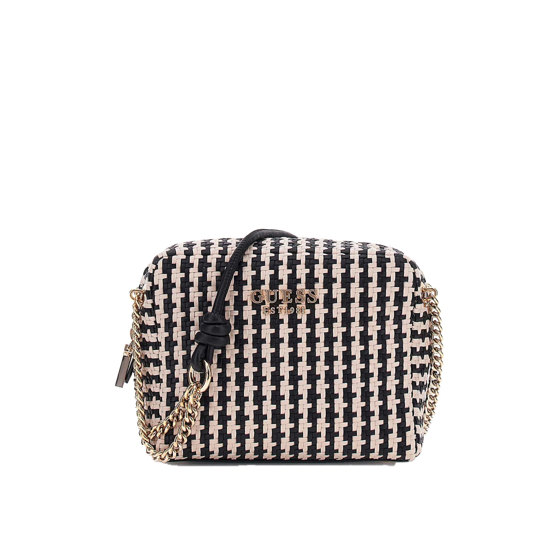 Guess borsa camera bag mirema in similpelle intrecciata da donna